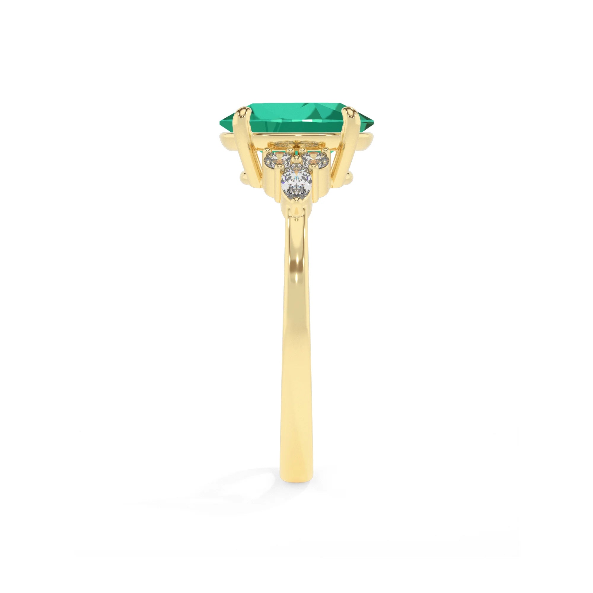 lab grown emerald oval solitaire rings in yellow gold