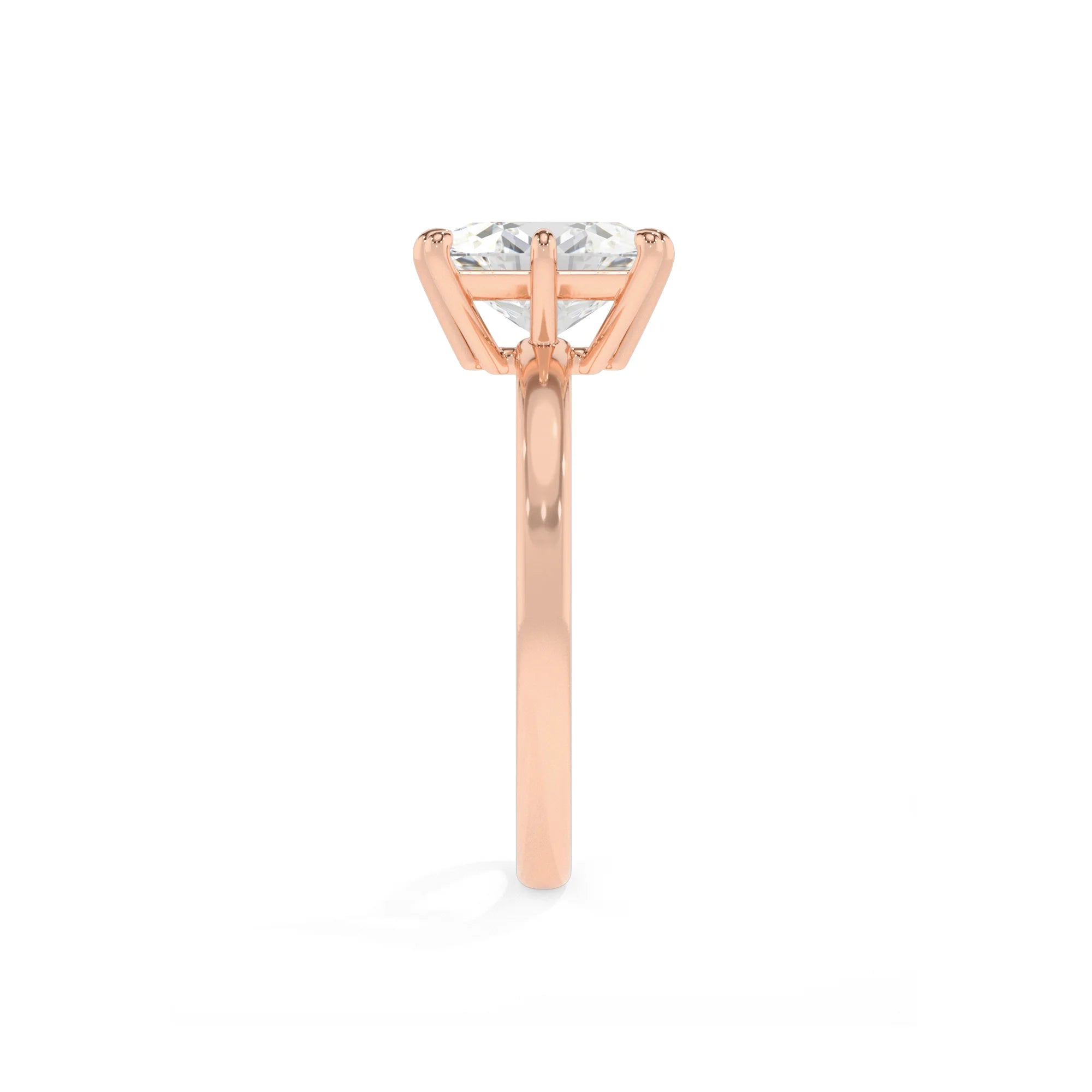 lab grown moissanite princess solitaire rings in rose gold