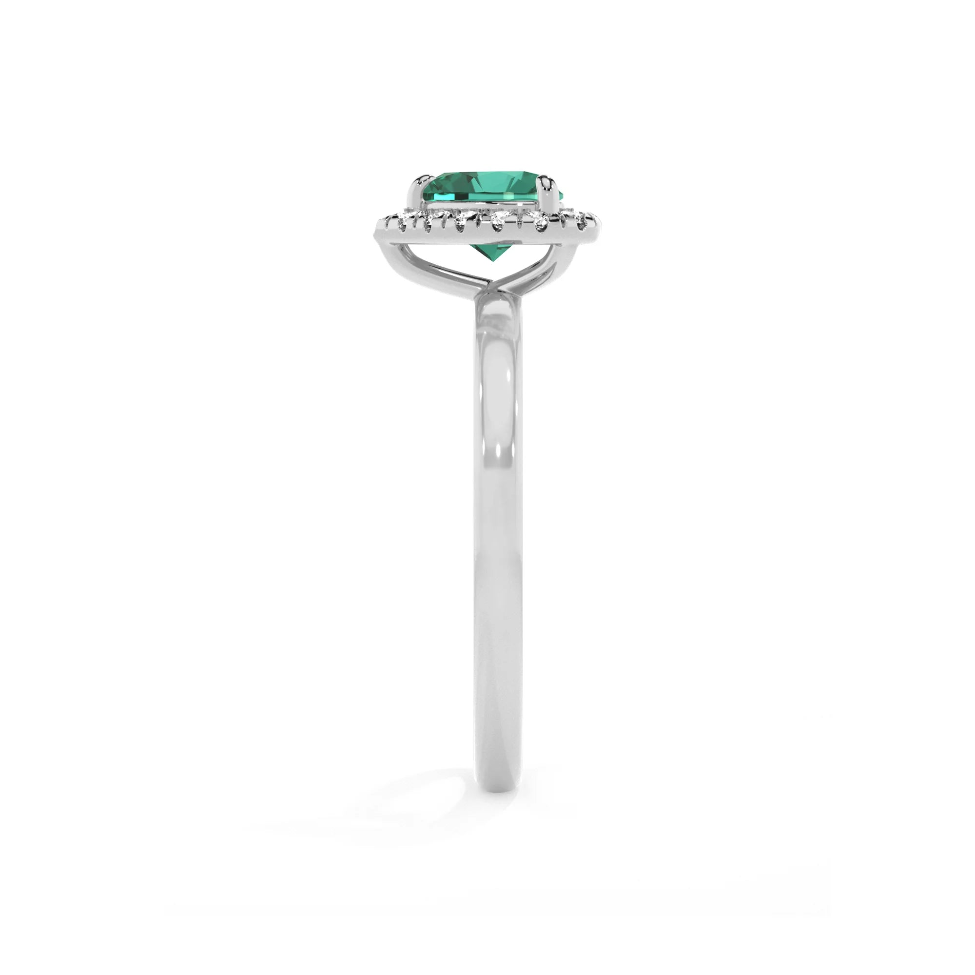 lab grown emerald heart solitaire rings in sterling silver