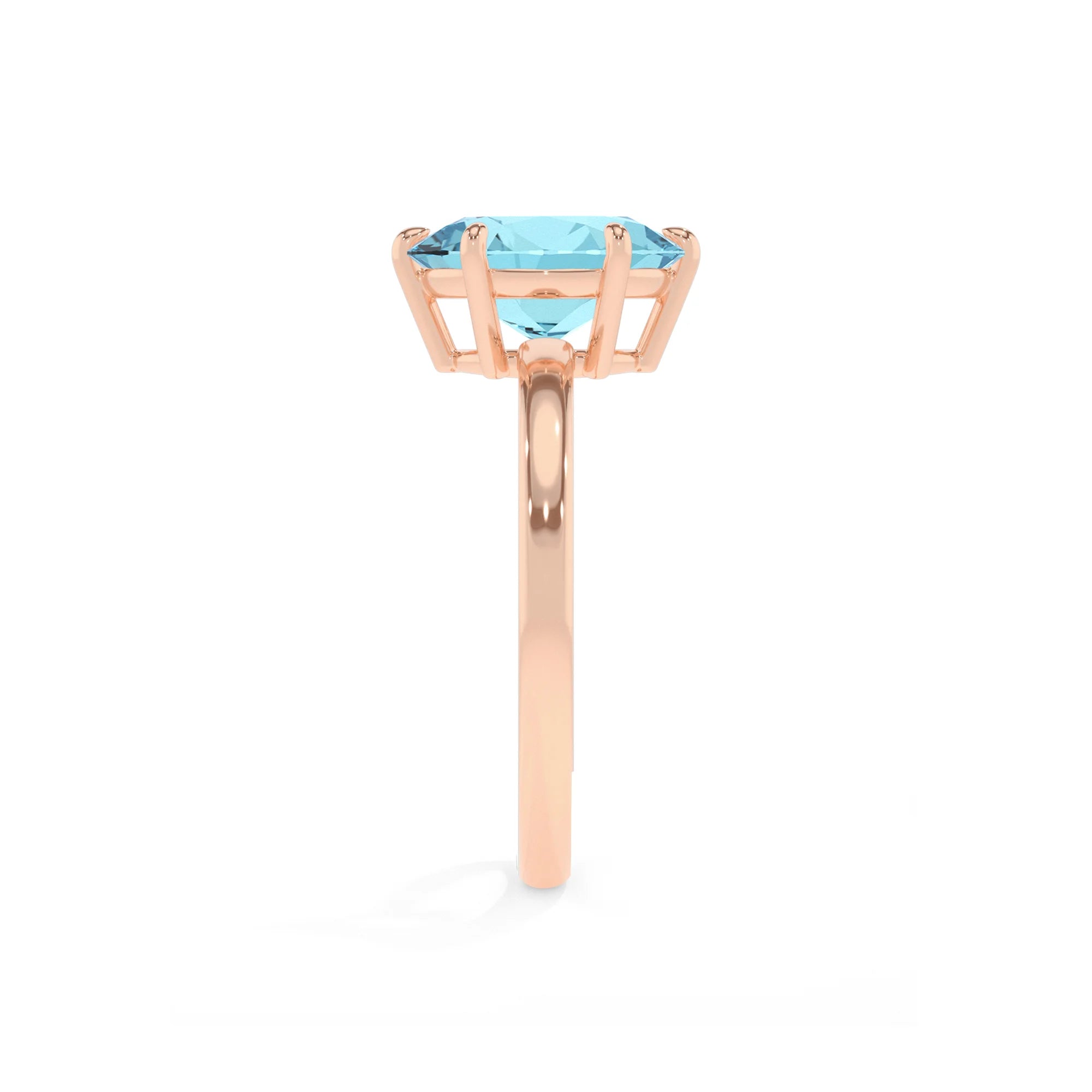 lab grown aquamarine oval solitaire rings in rose gold