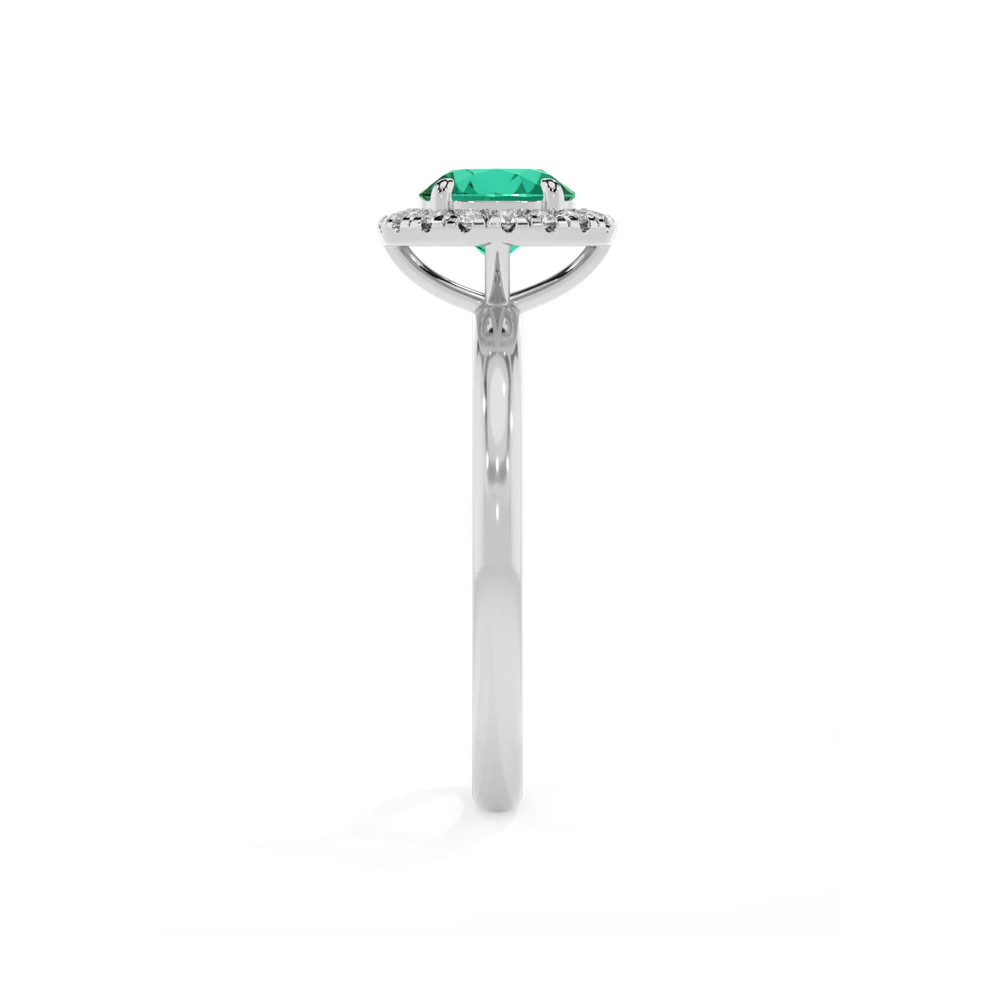 lab grown emerald round solitaire rings in sterling silver