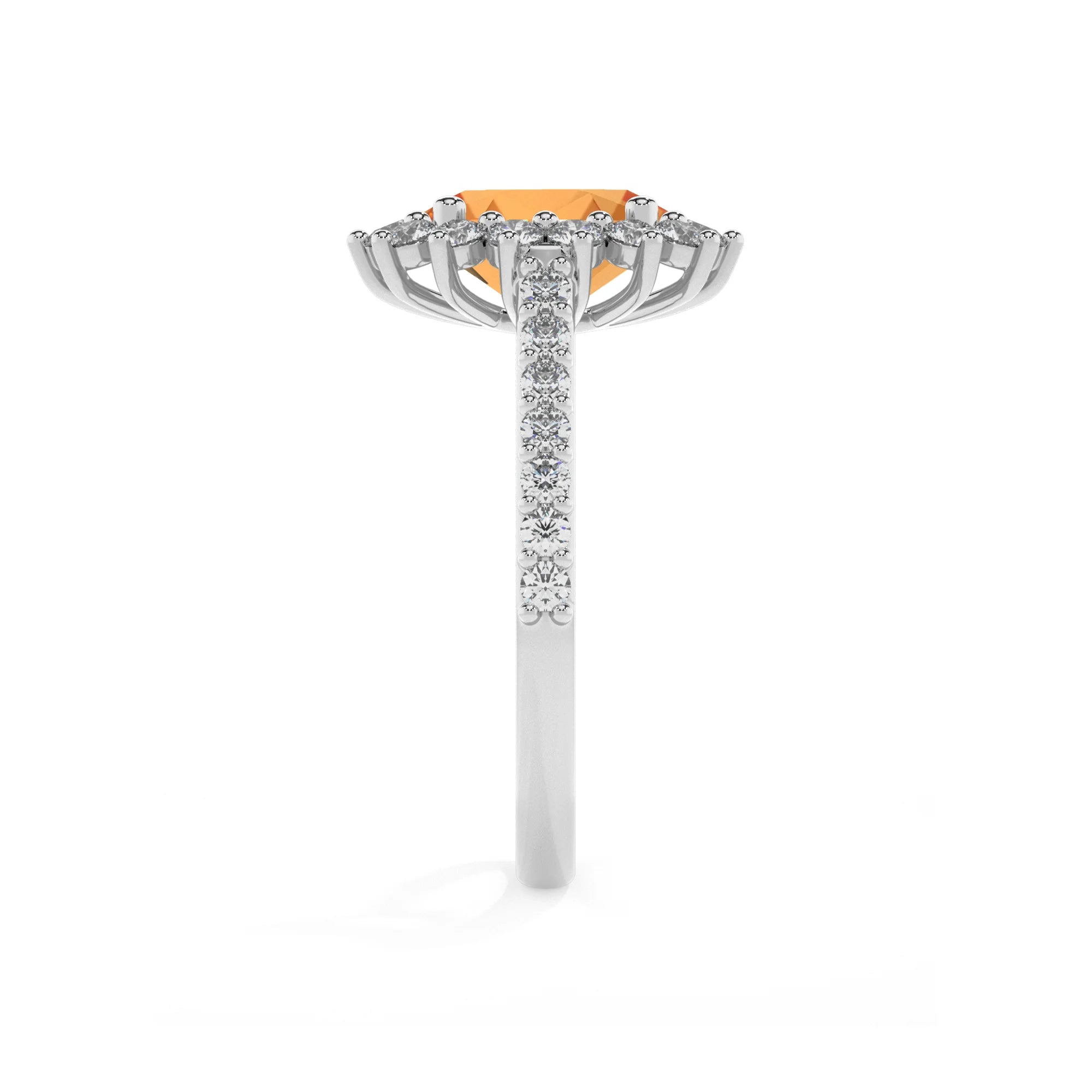 lab grown citrine oval solitaire rings in white gold