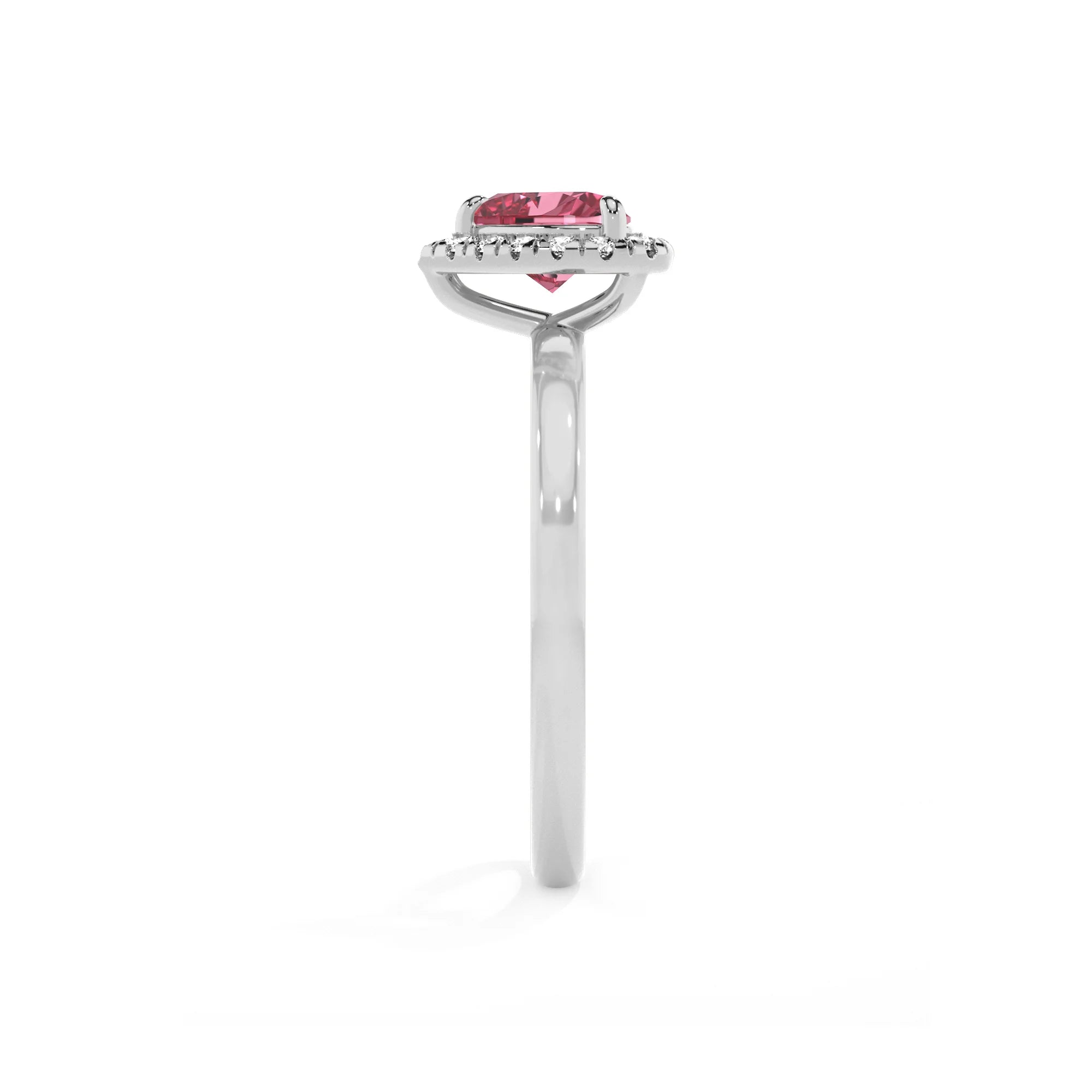 lab grown pink-tourmaline heart solitaire rings in sterling silver