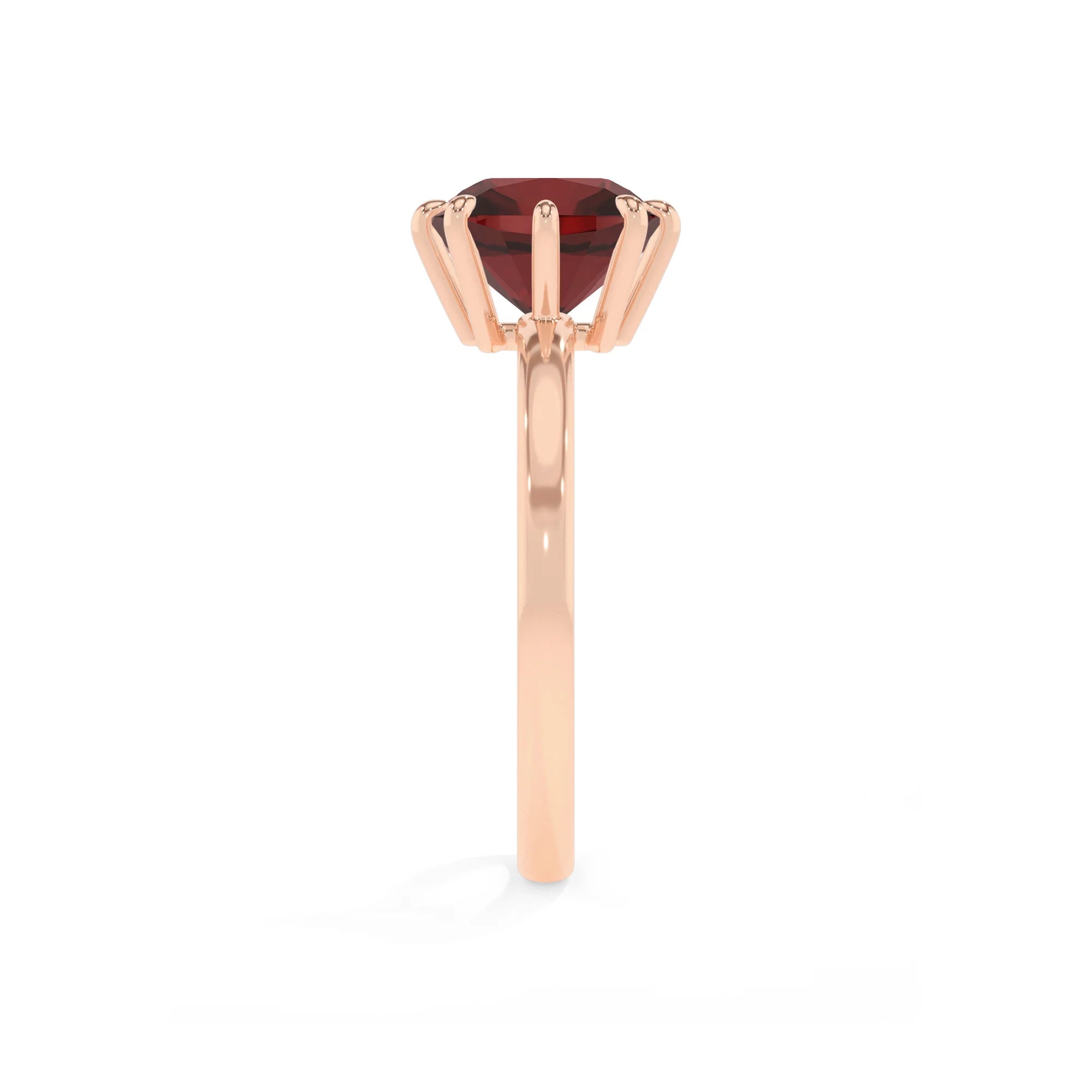 natural garnet cushion solitaire rings in rose gold