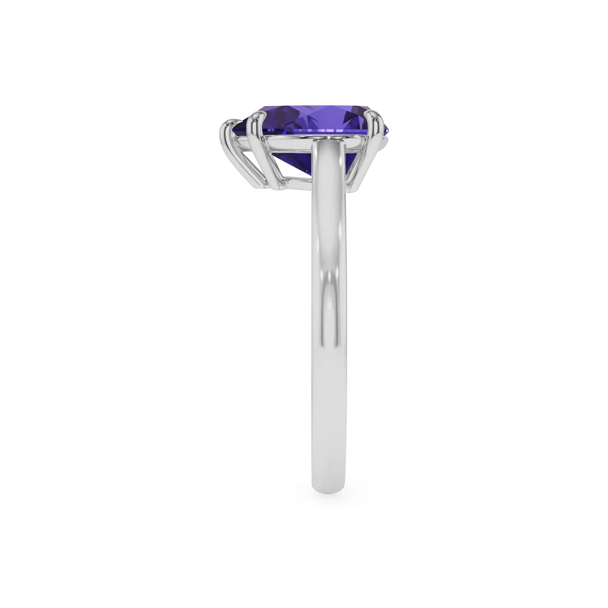 lab grown tanzanite pear solitaire rings in sterling silver