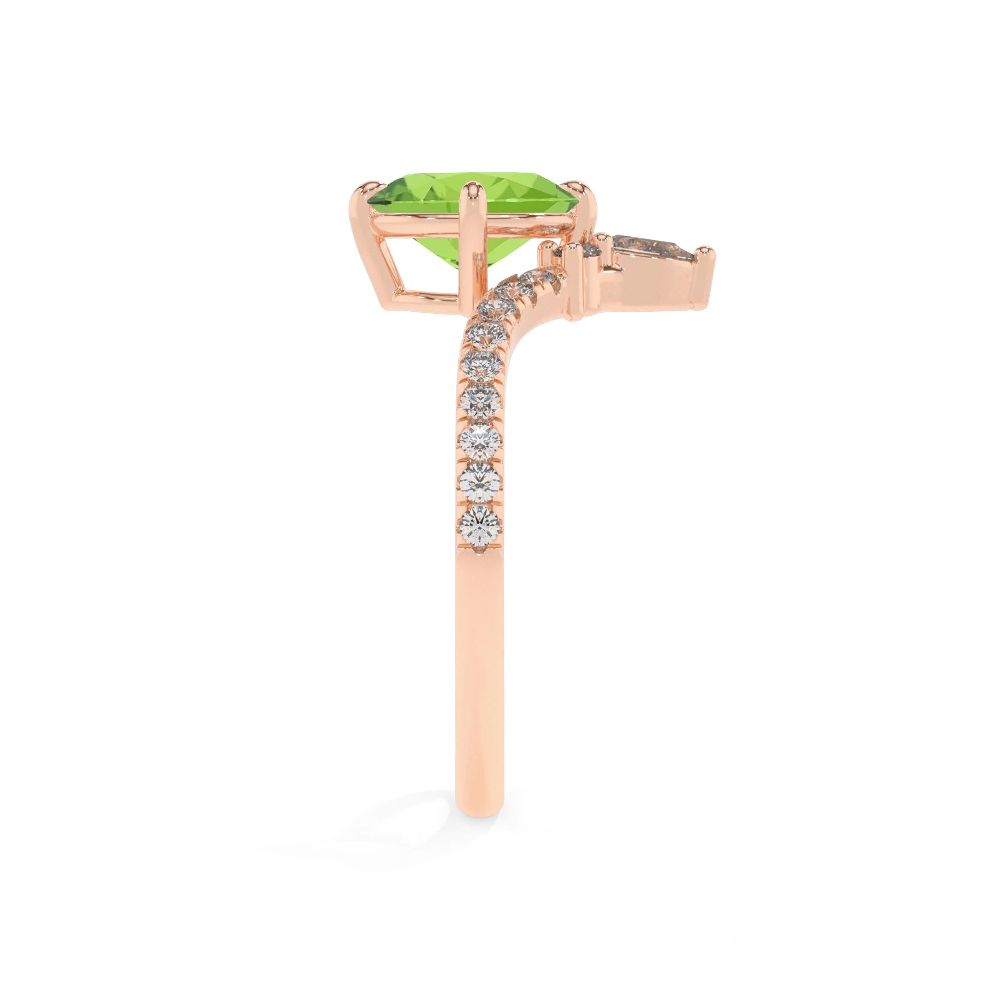 natural peridot oval solitaire rings in rose gold