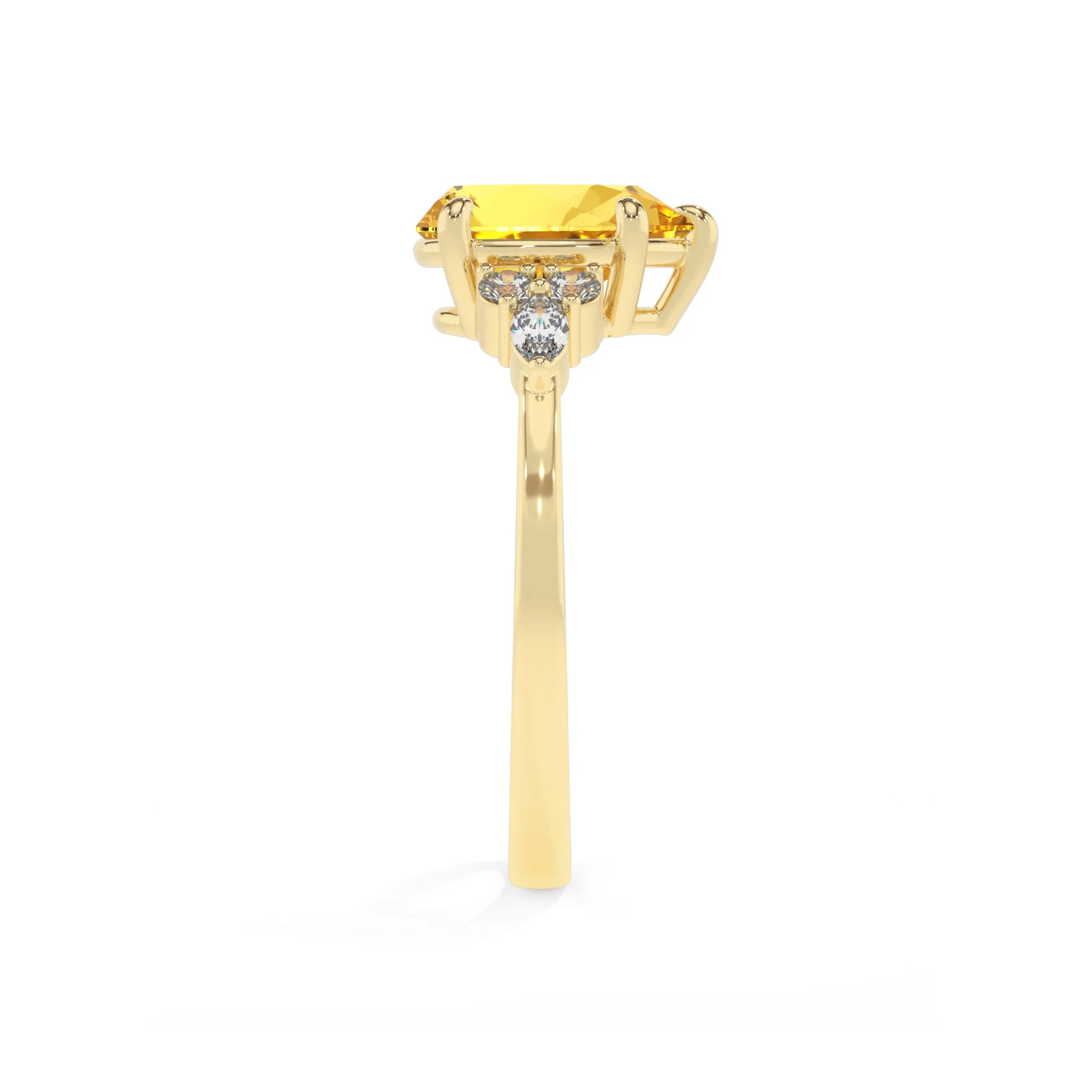 lab grown yellow-sapphire pear solitaire rings in yellow gold