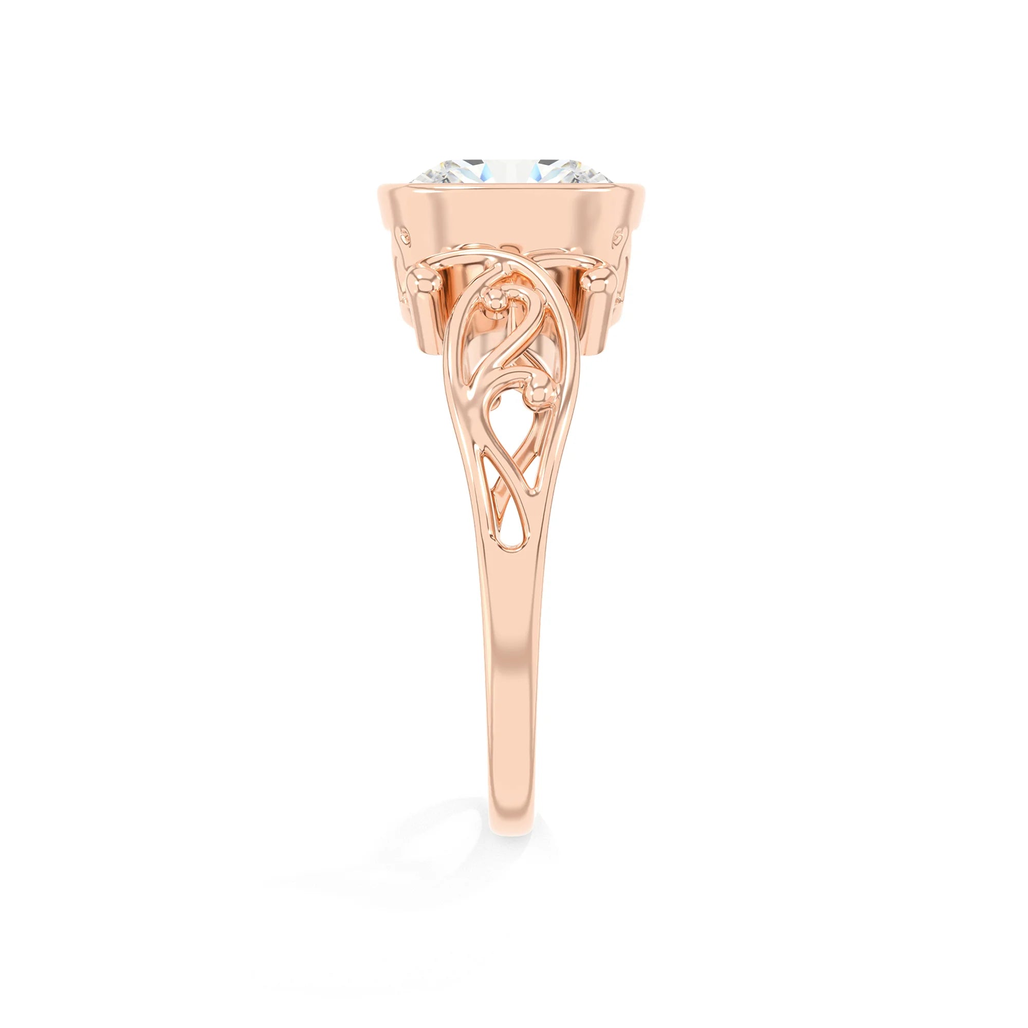 lab grown moissanite cushion solitaire rings in rose gold
