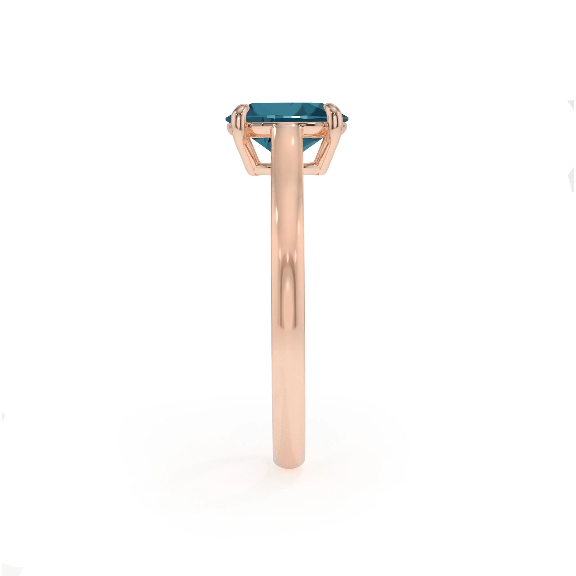 natural london-blue-topaz oval solitaire rings in rose gold