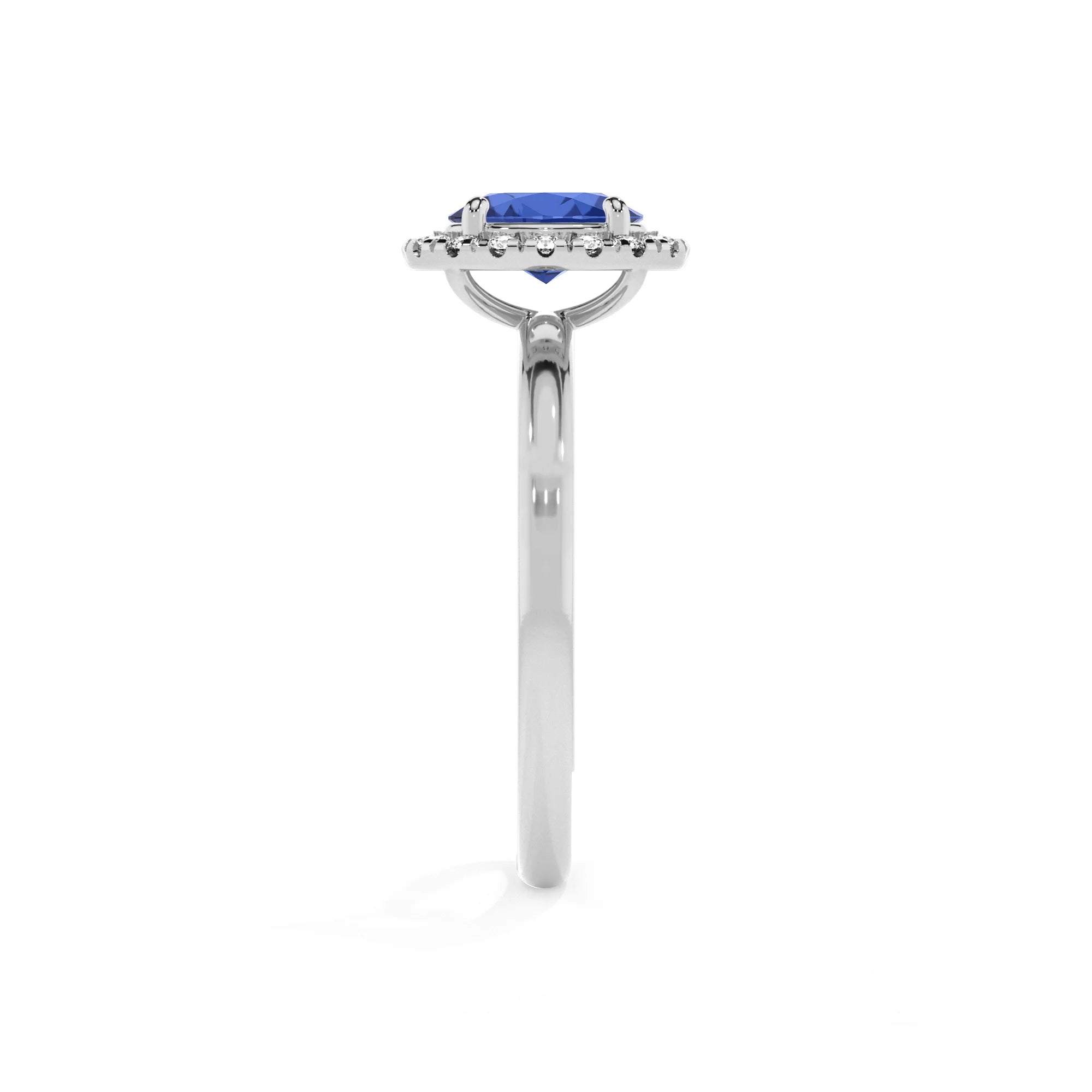 lab grown blue-sapphire oval solitaire rings in sterling silver