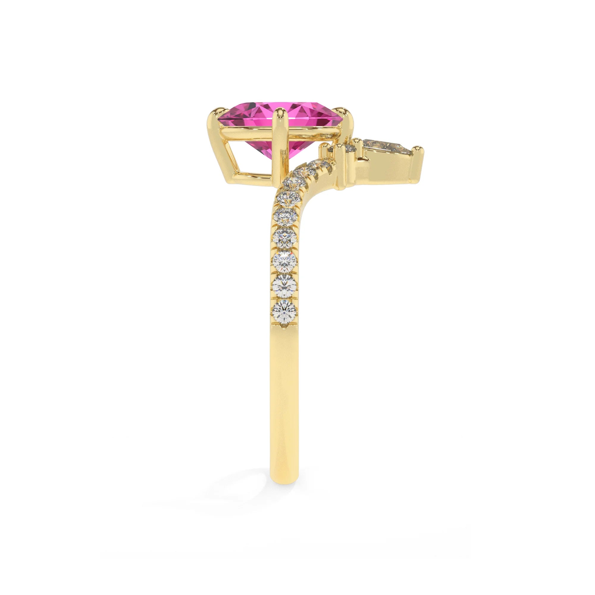 lab grown pink-sapphire oval solitaire rings in yellow gold