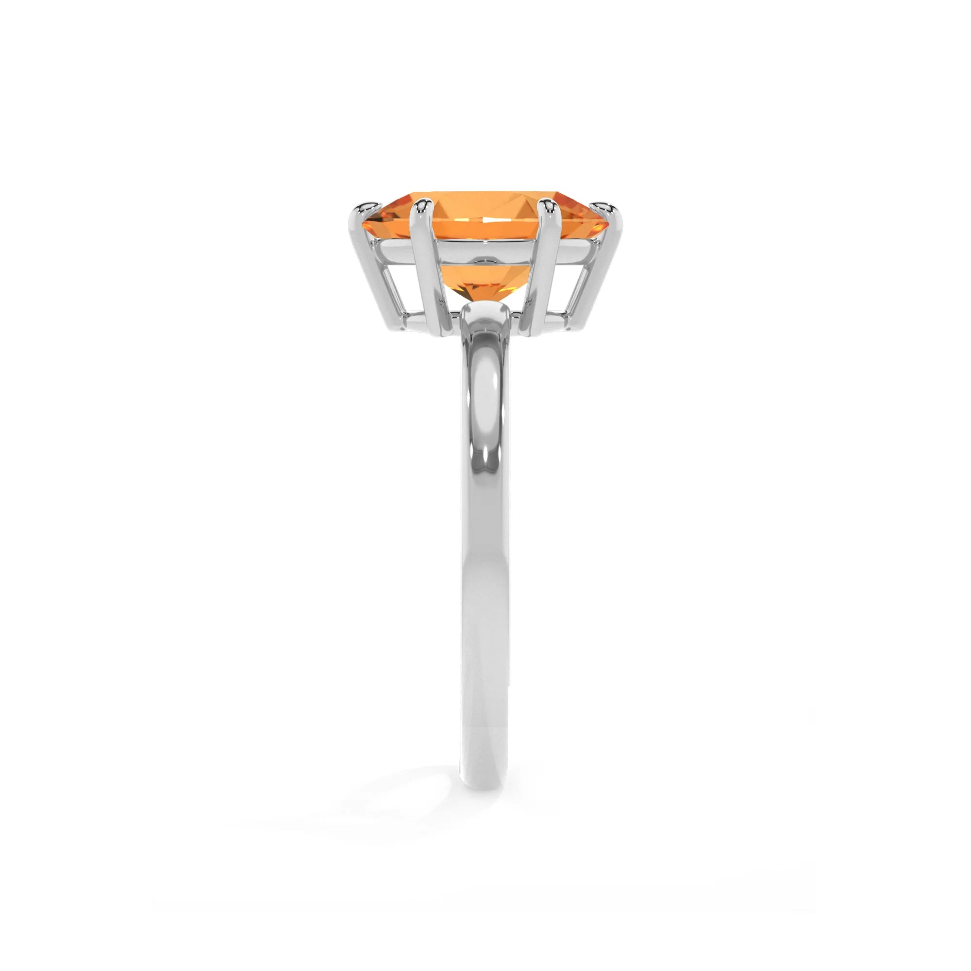lab grown citrine oval solitaire rings in white gold