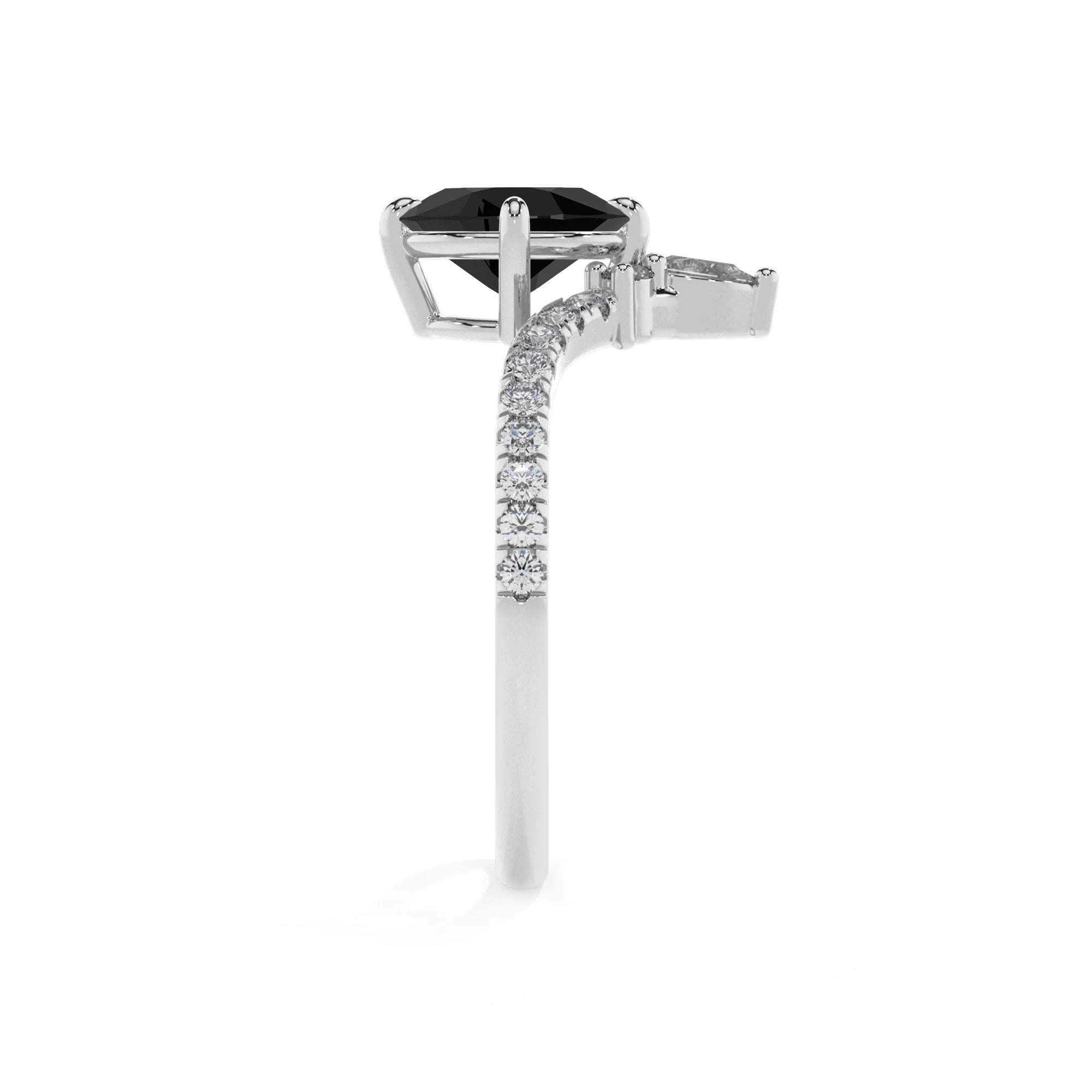 natural black-onyx oval solitaire rings in platinum