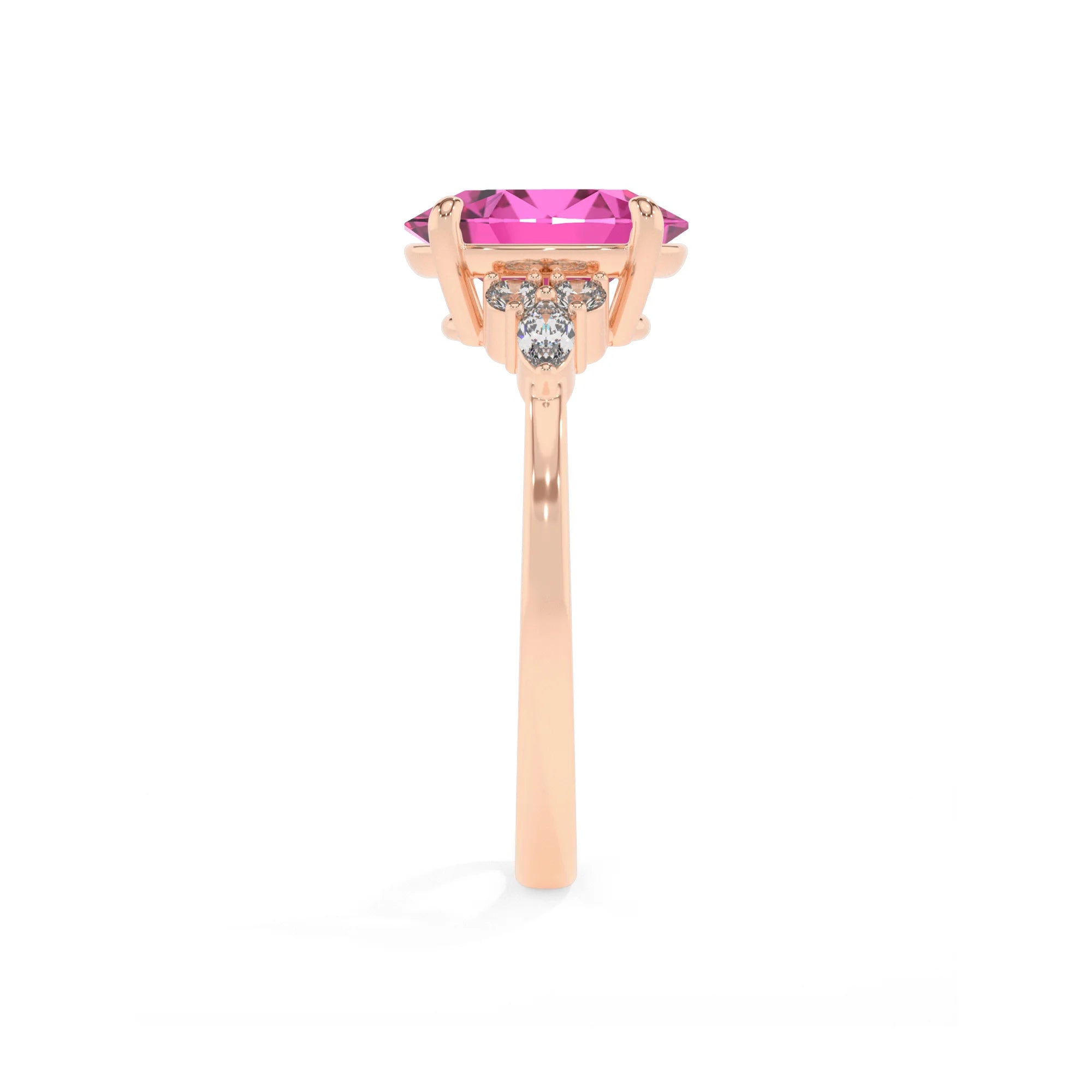 lab grown pink-sapphire oval solitaire rings in rose gold