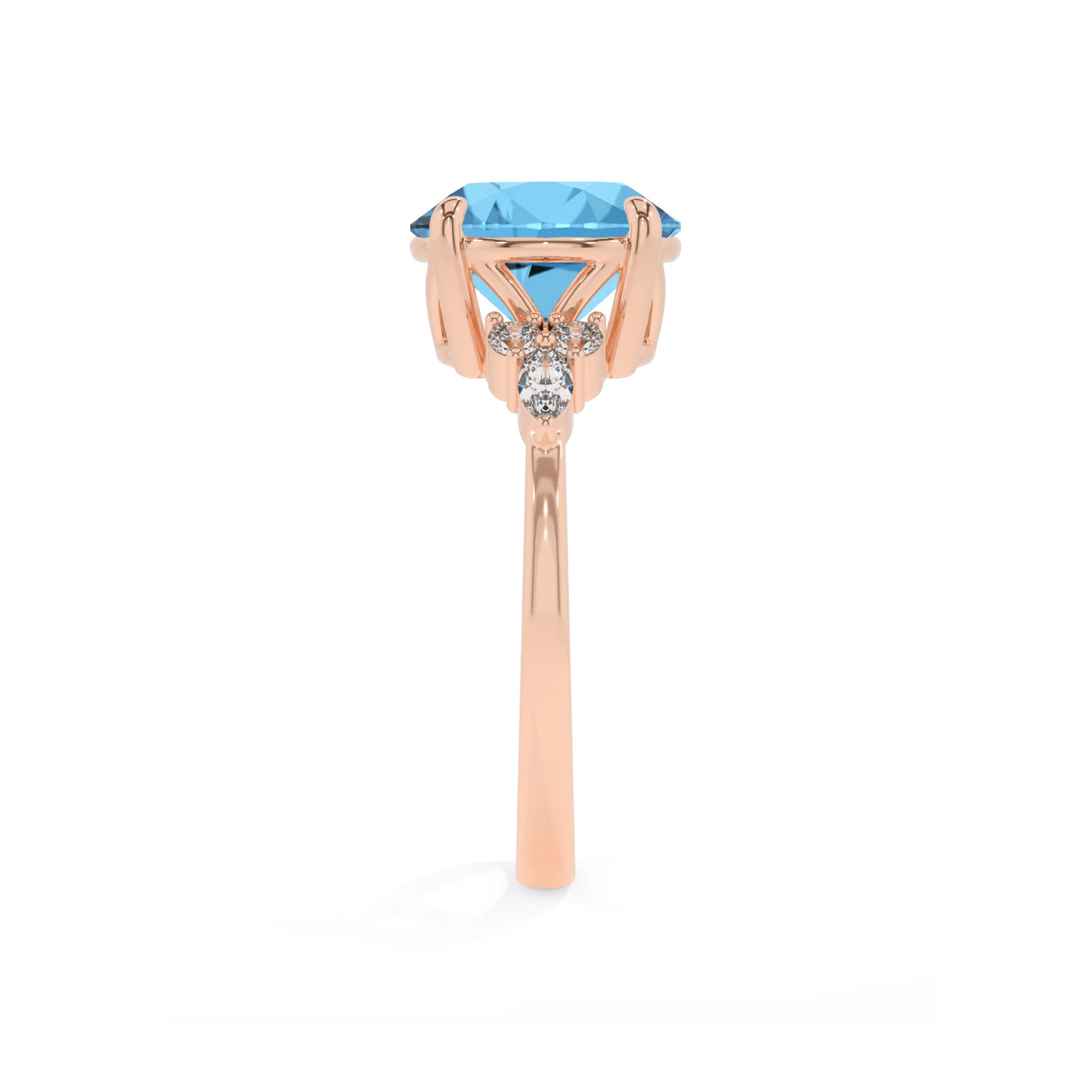 natural swiss-blue-topaz round solitaire rings in rose gold