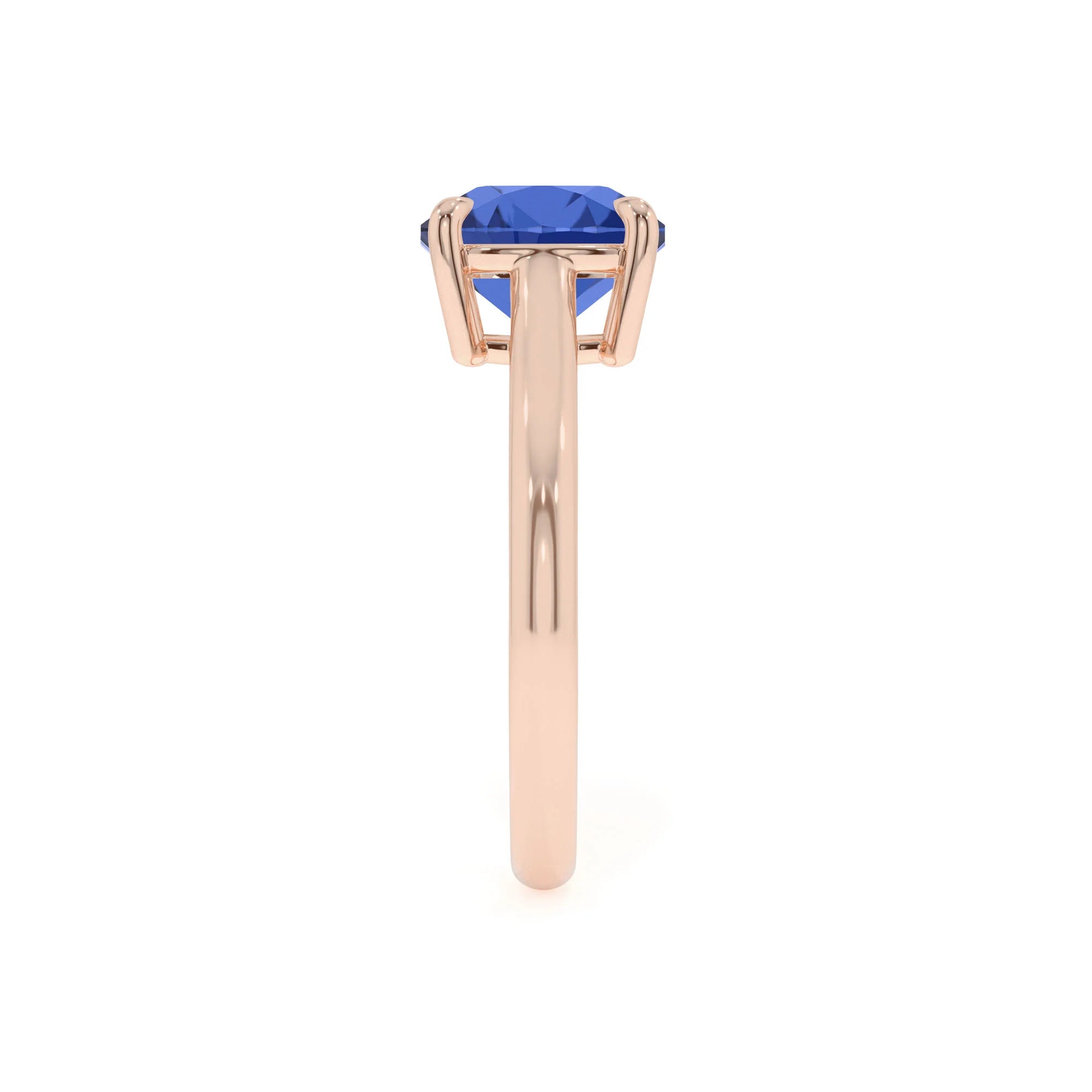 lab grown blue-sapphire cushion solitaire rings in rose gold