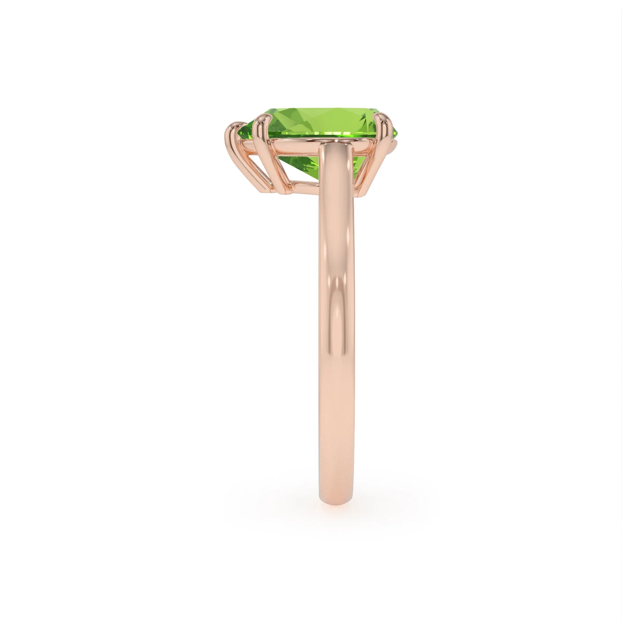 natural peridot pear solitaire rings in rose gold