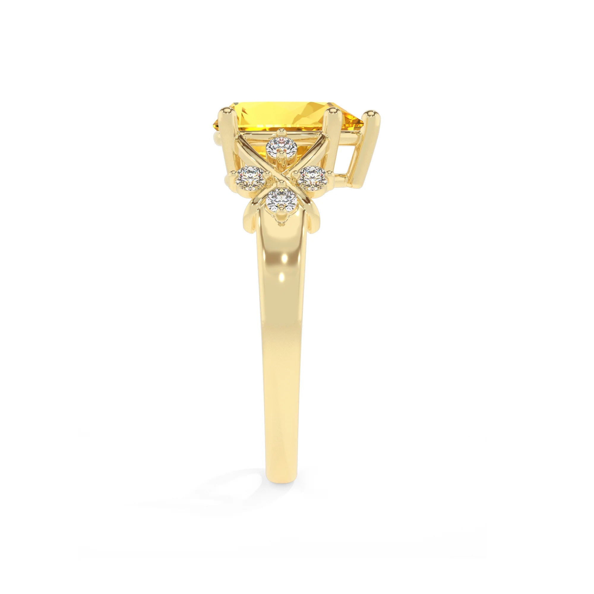 lab grown yellow-sapphire pear solitaire rings in yellow gold
