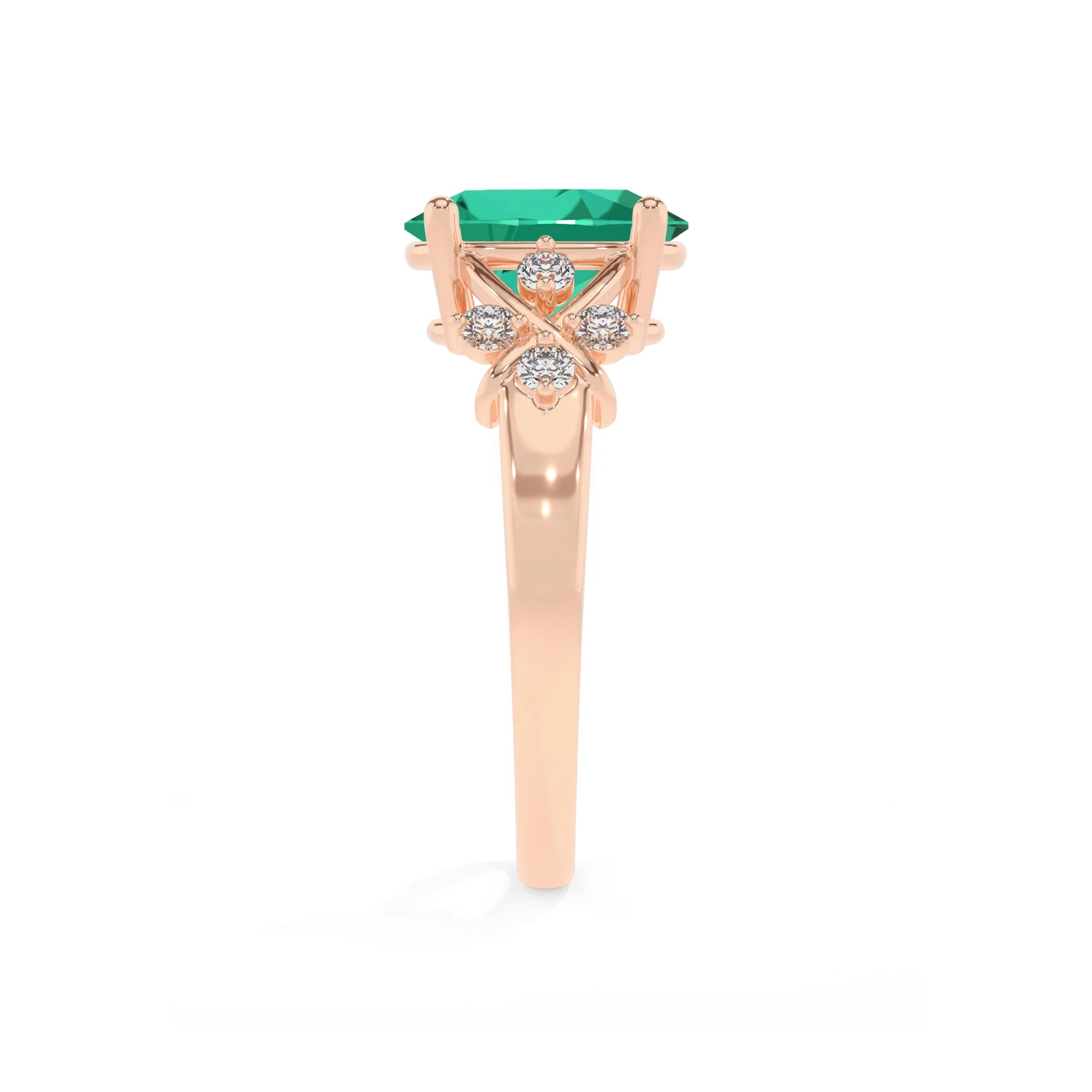 lab grown emerald oval solitaire rings in rose gold