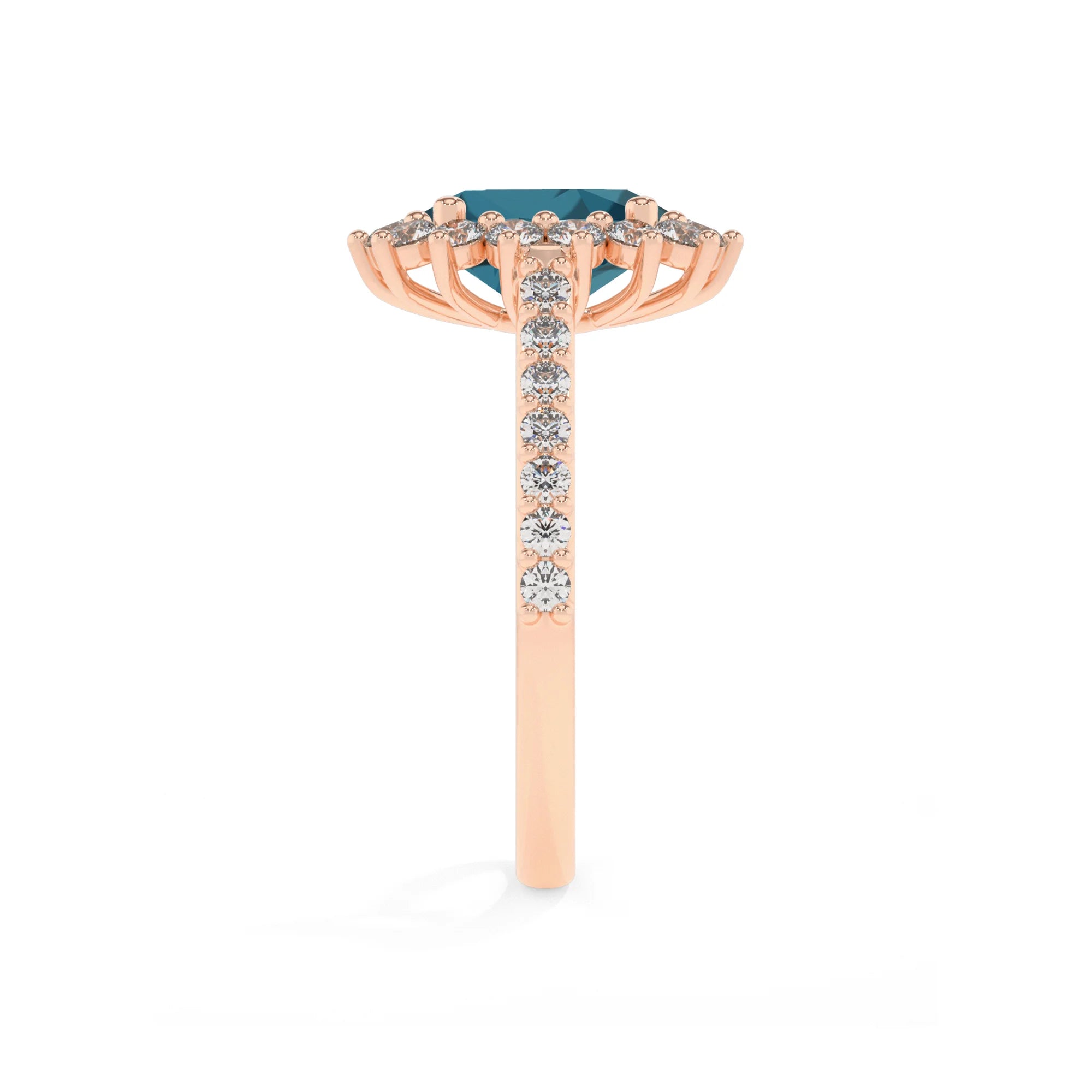 natural london-blue-topaz oval solitaire rings in rose gold