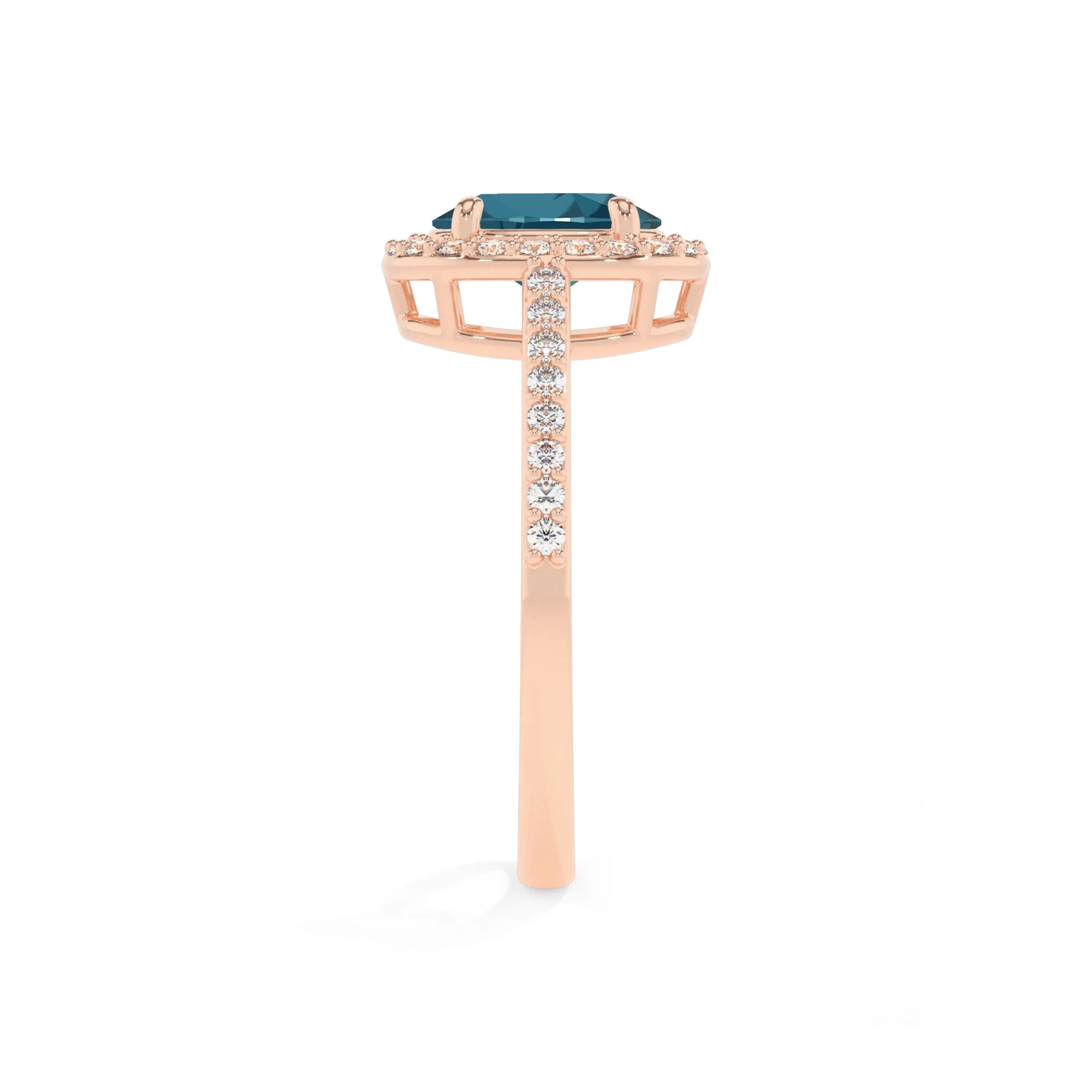 natural london-blue-topaz oval solitaire rings in rose gold