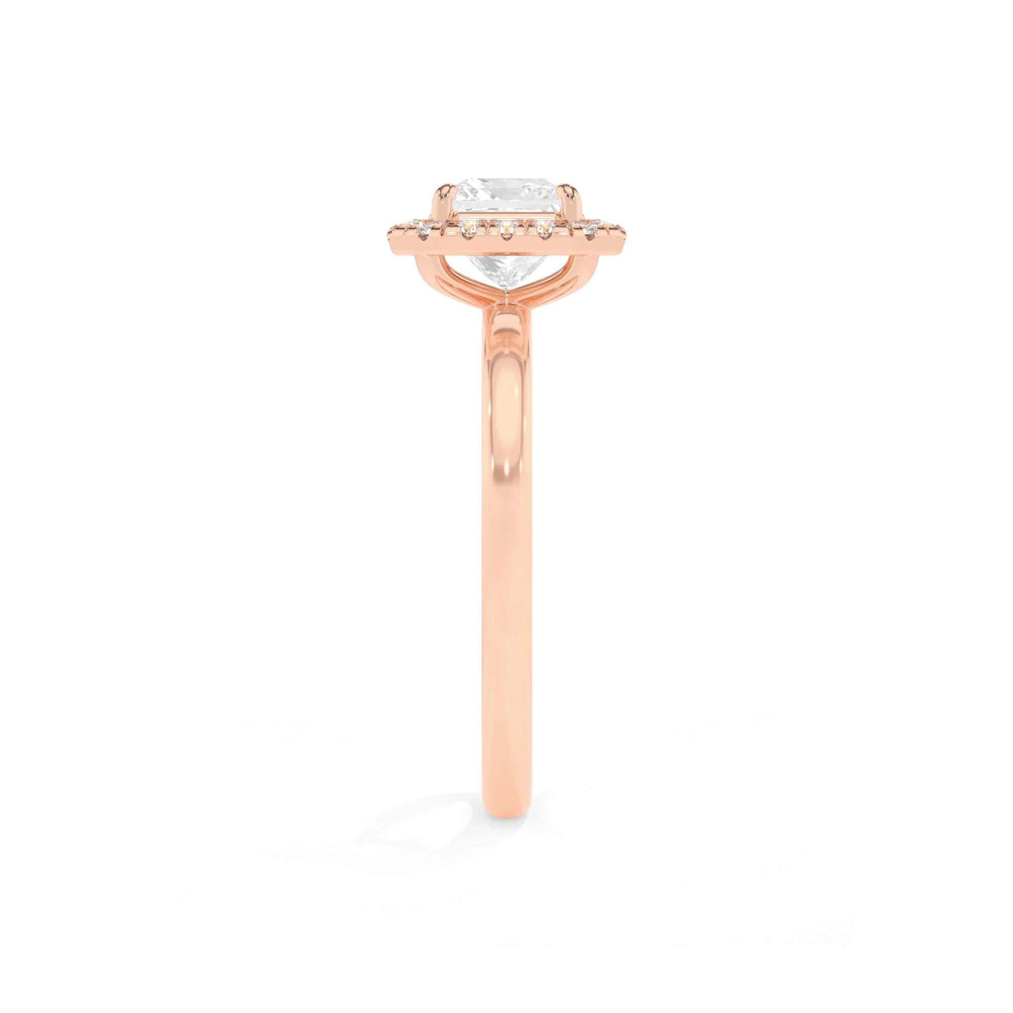 lab grown moissanite asscher solitaire rings in rose gold