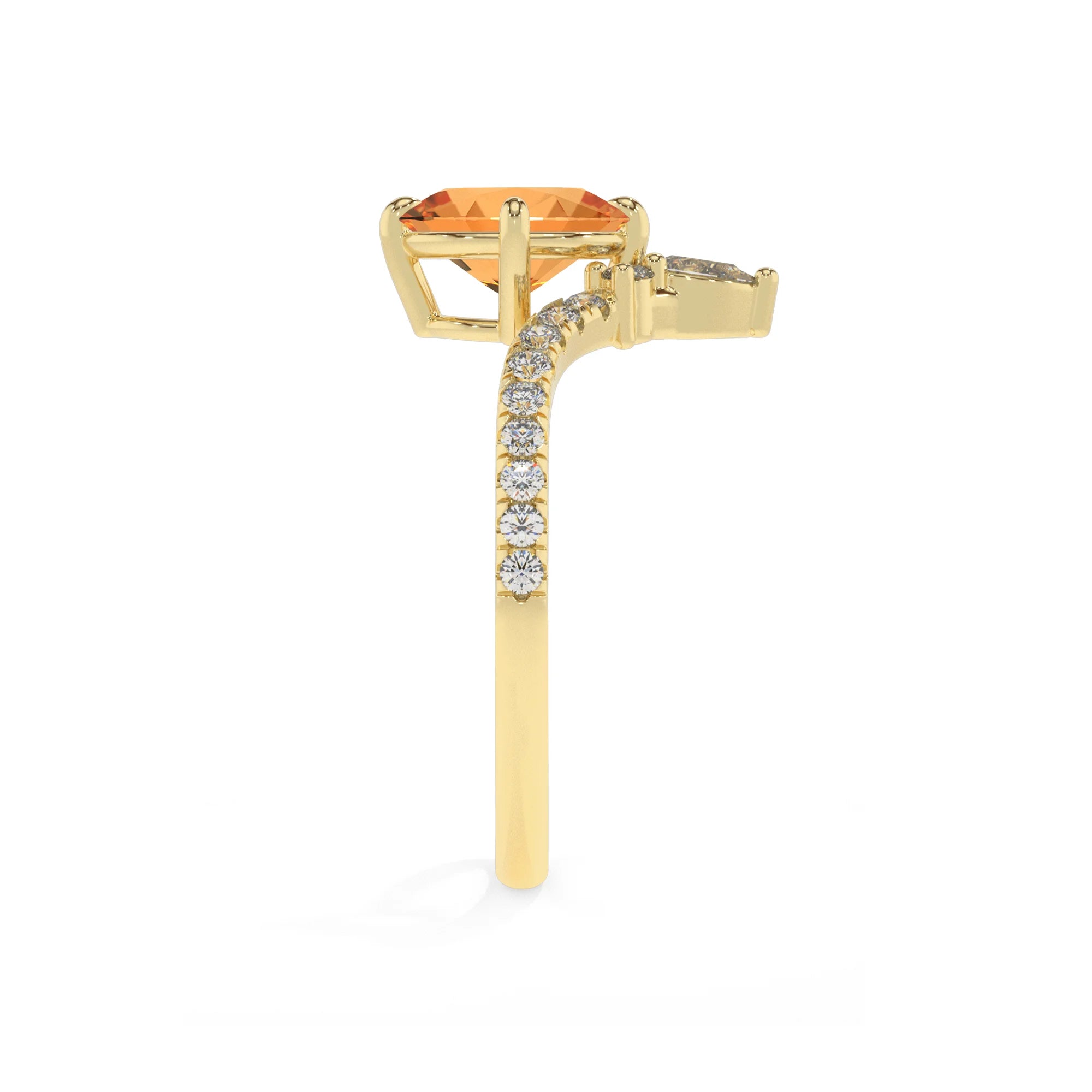 lab grown citrine oval solitaire rings in yellow gold
