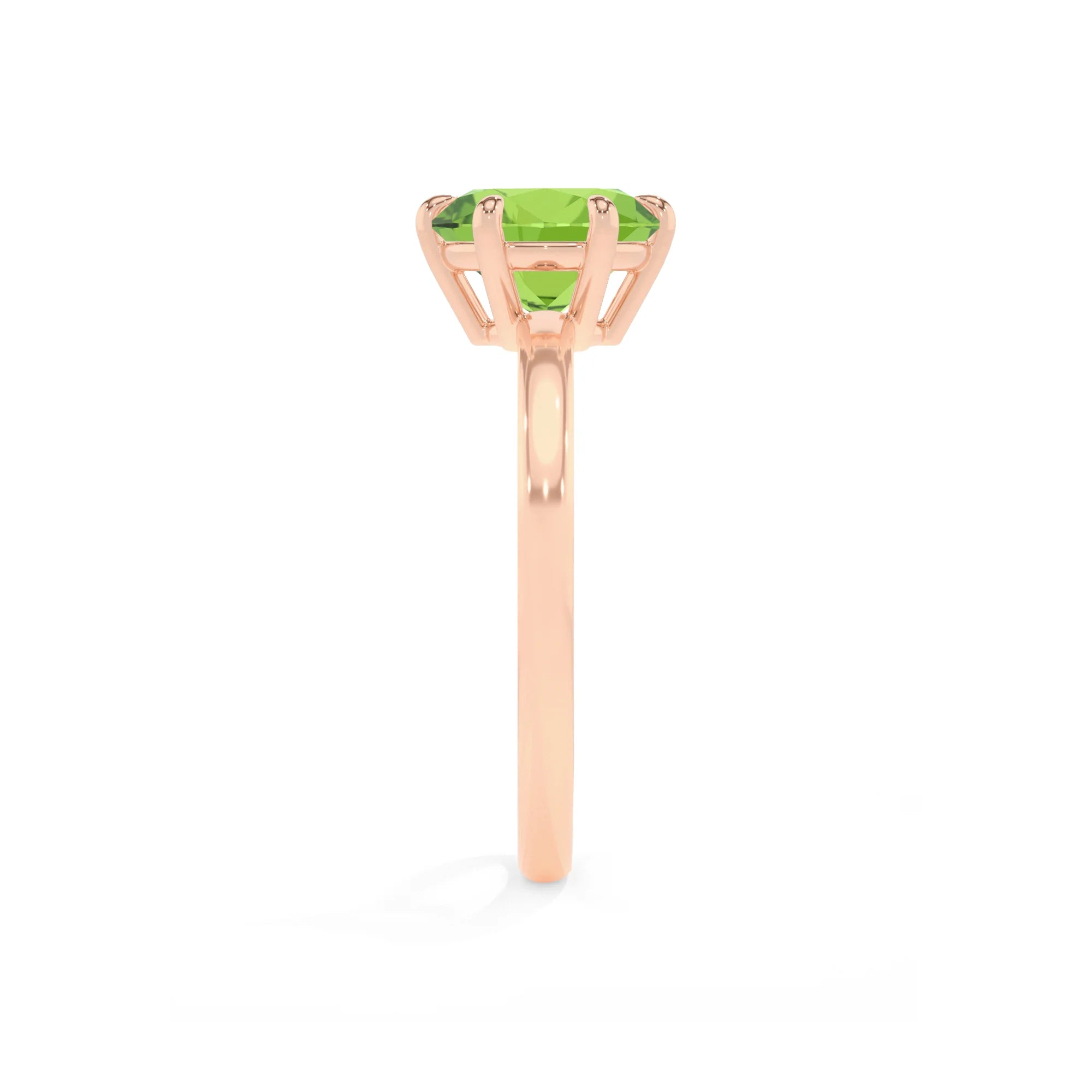 natural peridot round solitaire rings in rose gold