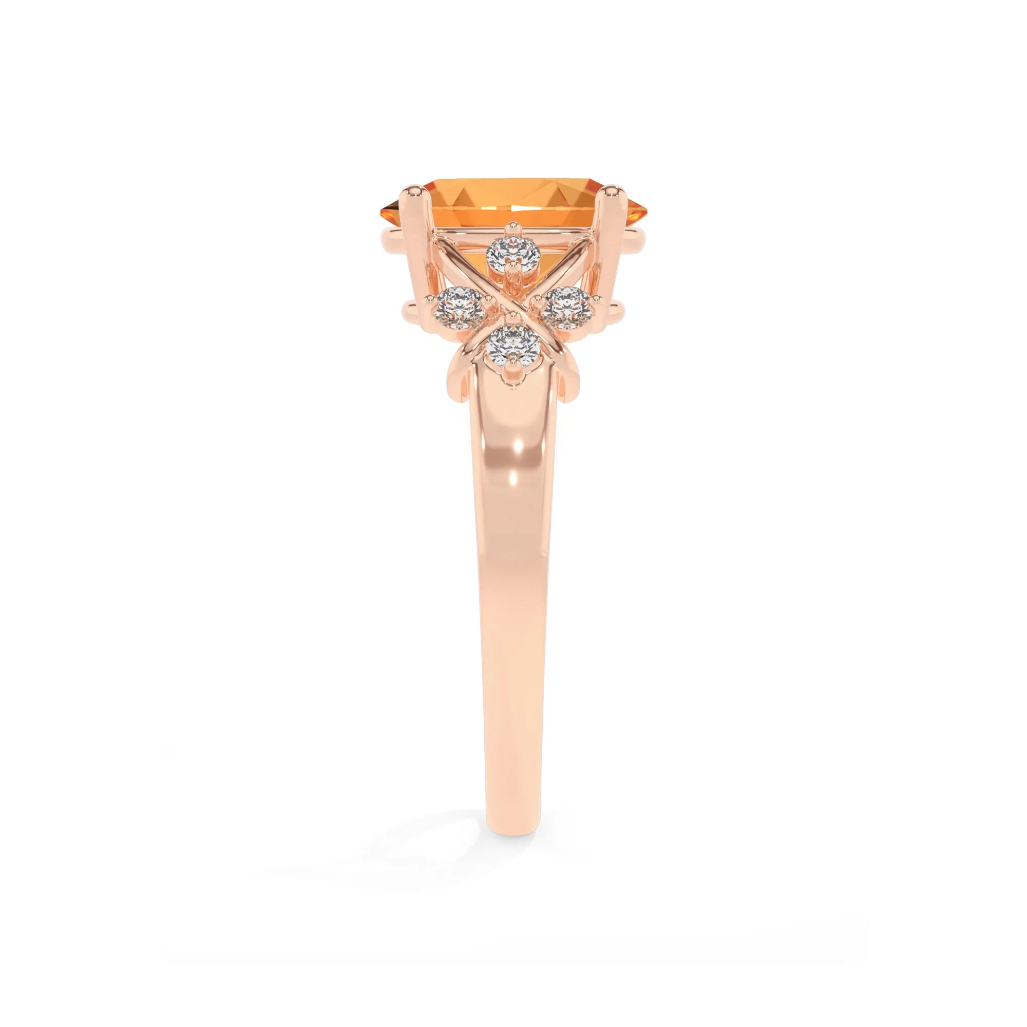 lab grown citrine oval solitaire rings in rose gold