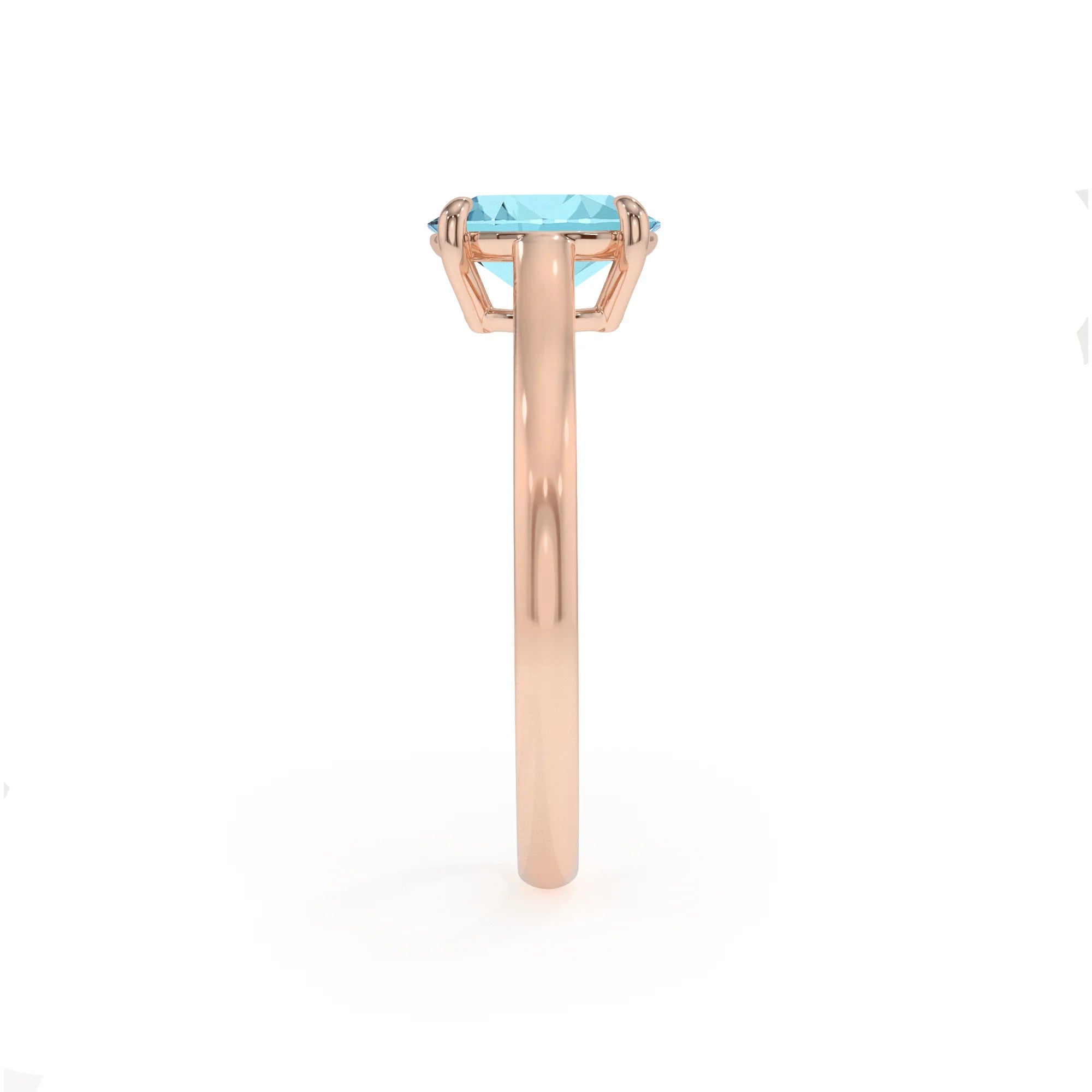 lab grown aquamarine oval solitaire rings in rose gold
