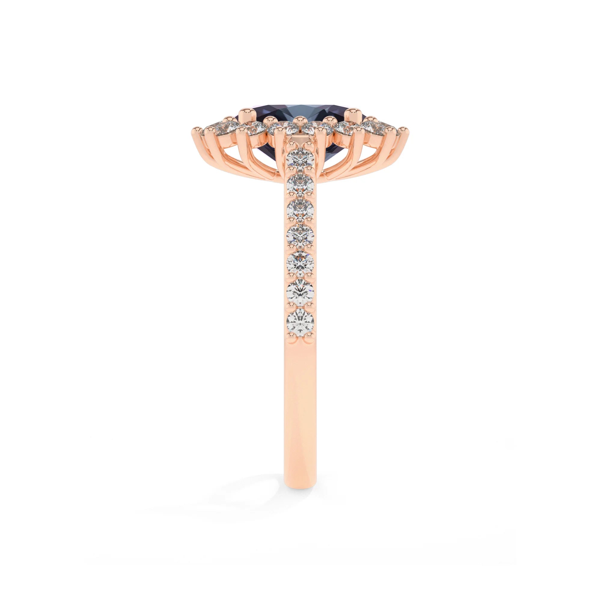 lab grown alexandrite oval solitaire rings in rose gold