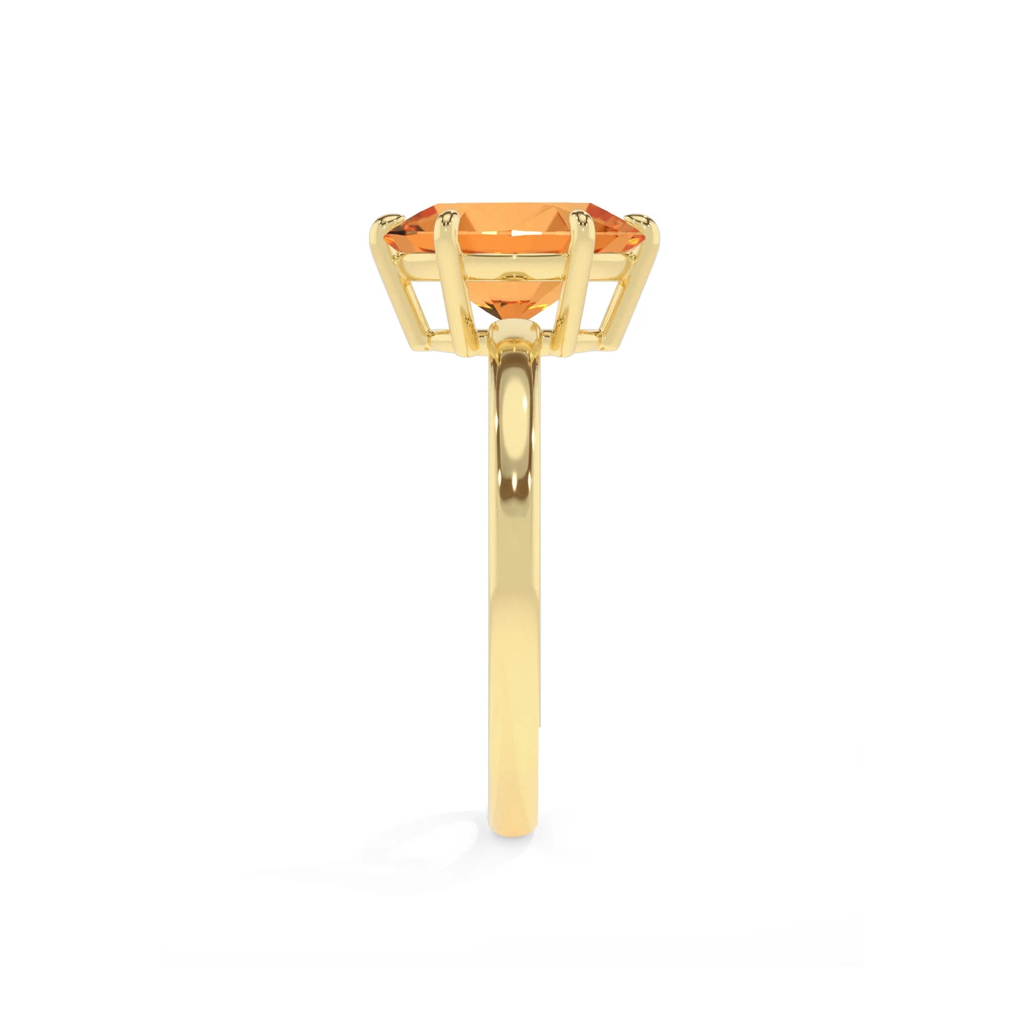lab grown citrine oval solitaire rings in yellow gold