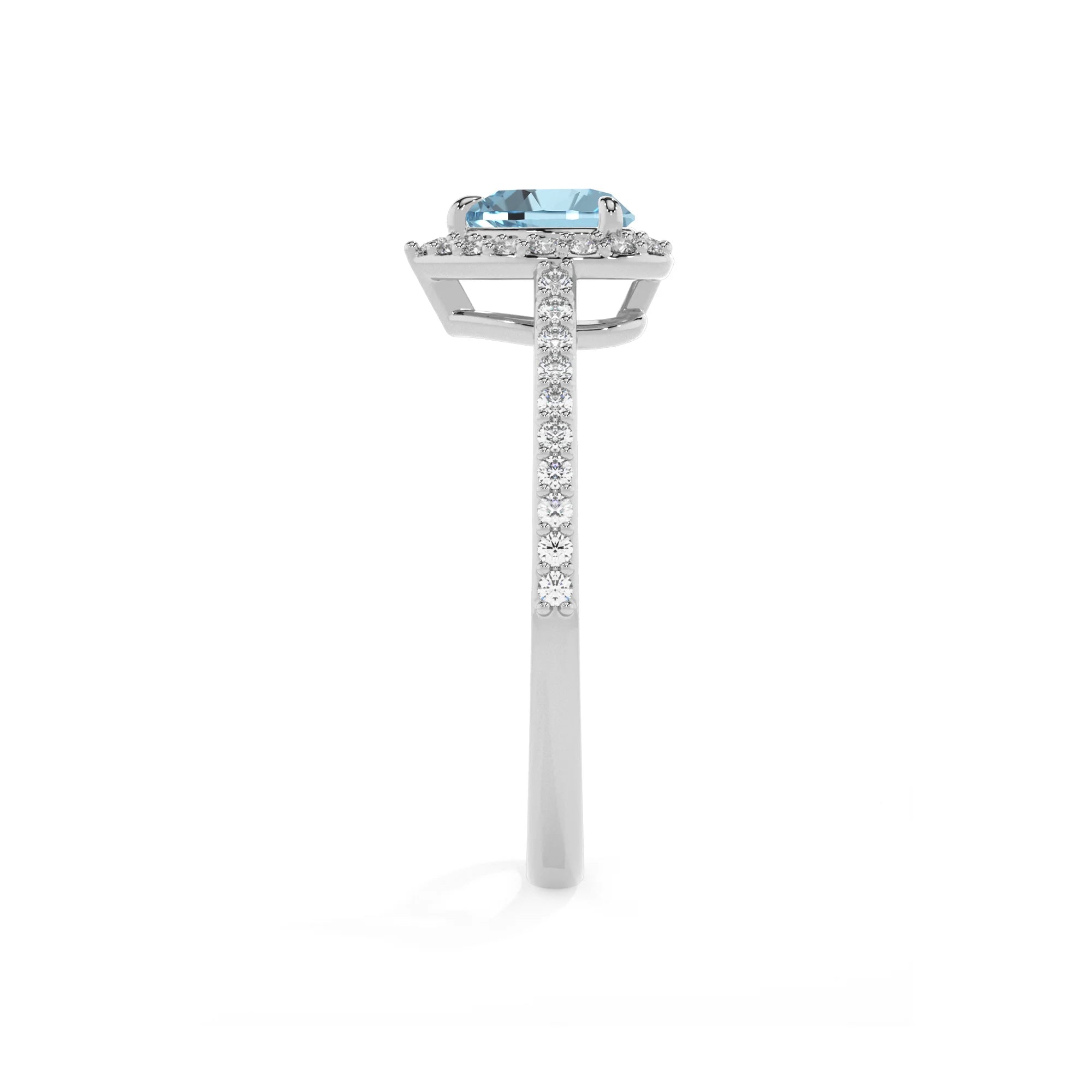lab grown aquamarine heart solitaire rings in white gold