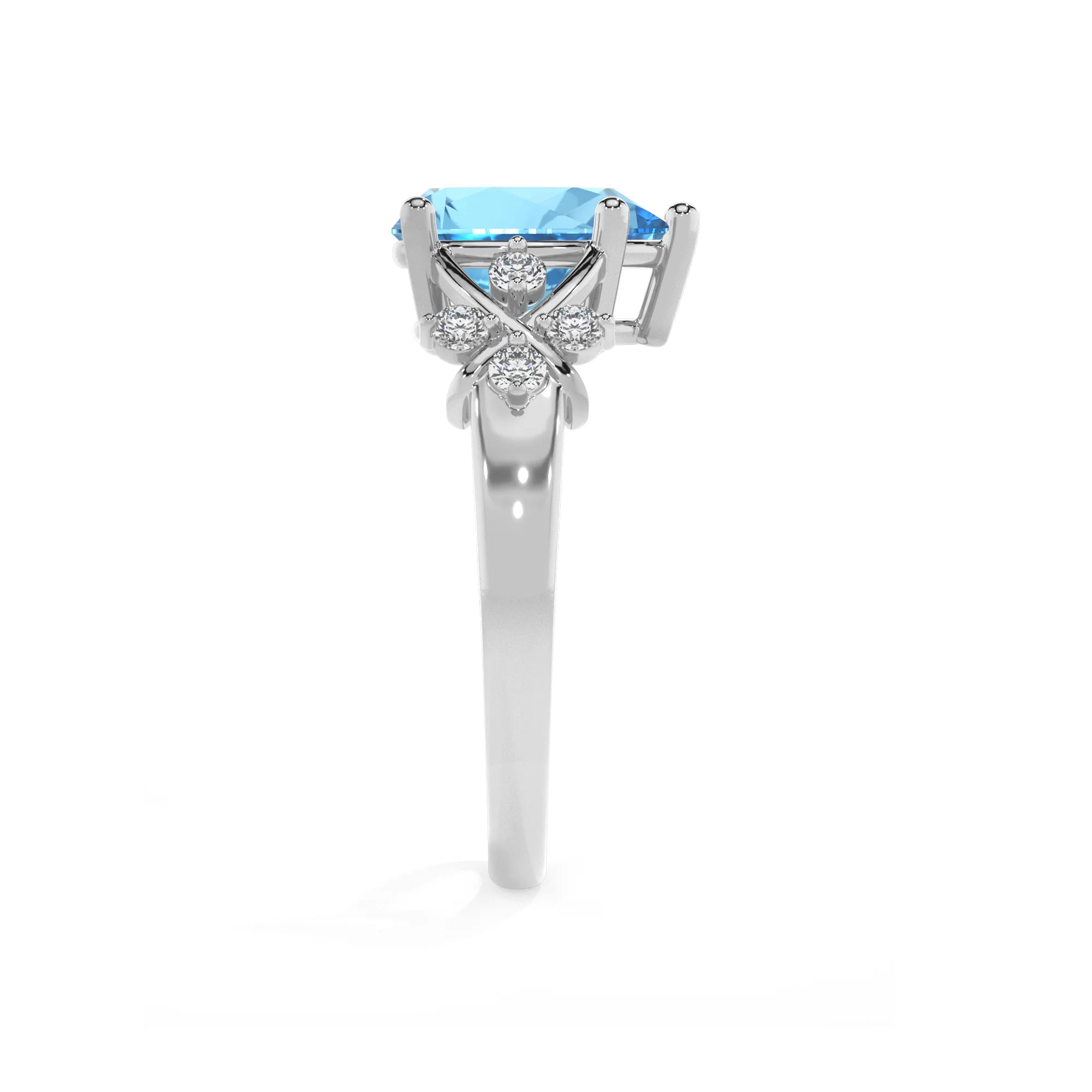 natural swiss-blue-topaz pear solitaire rings in platinum