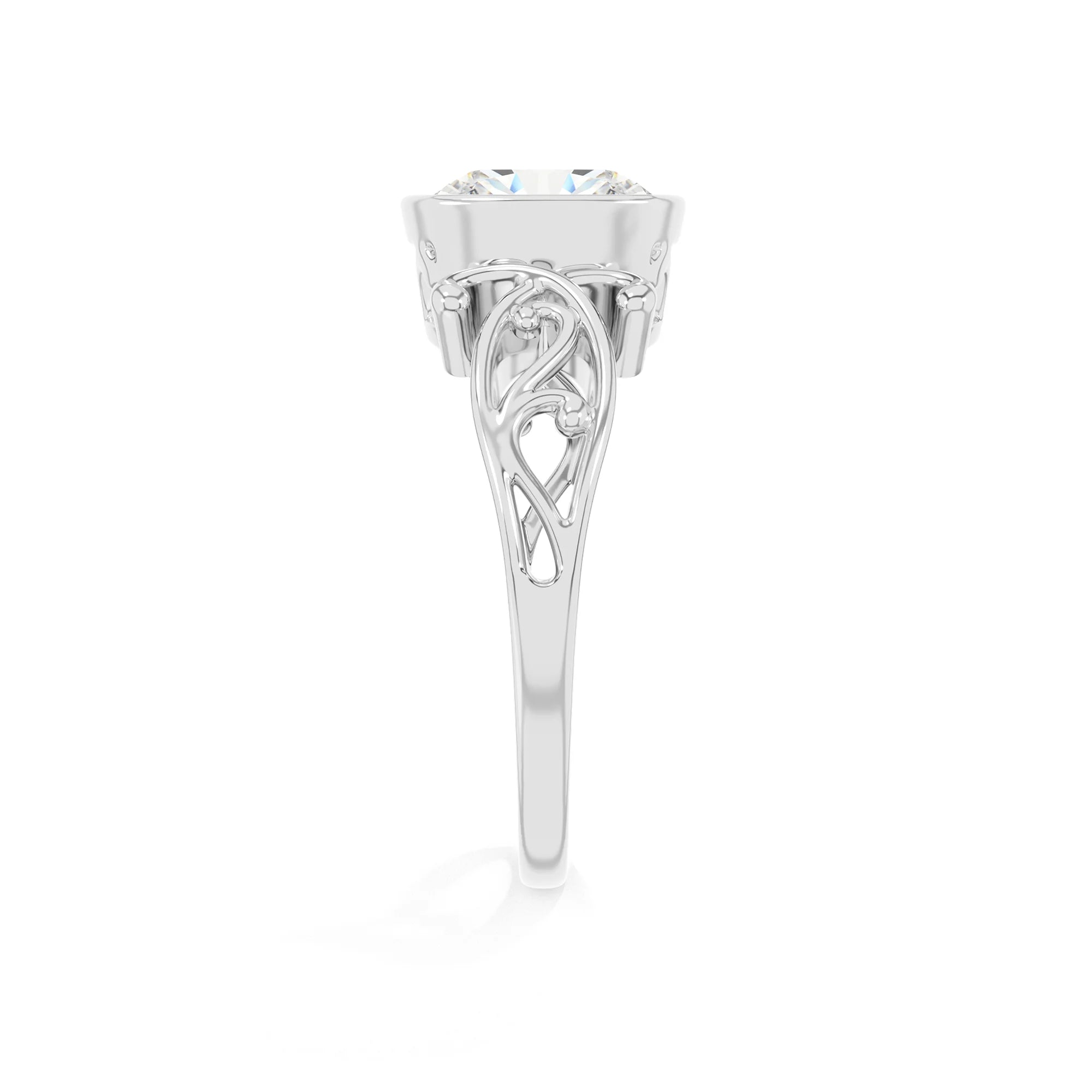 lab grown moissanite cushion solitaire rings in platinum