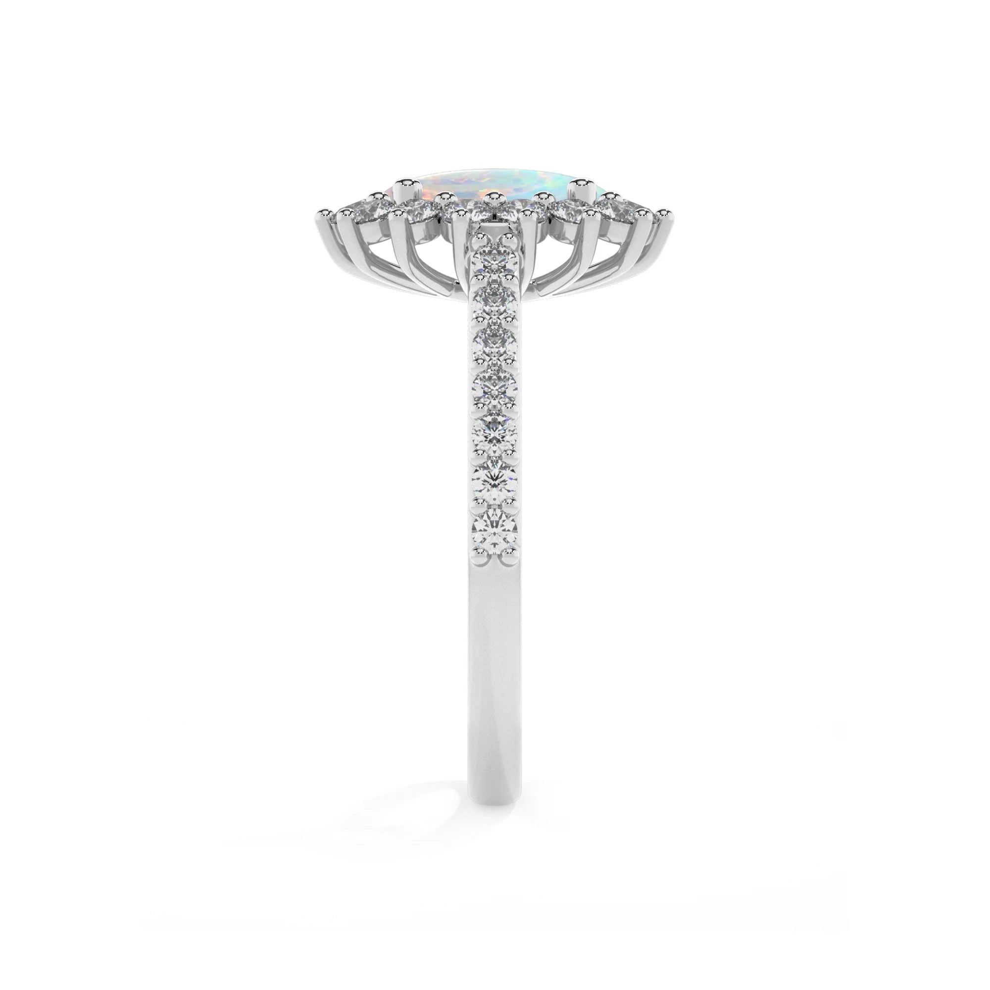 lab grown opal oval solitaire rings in sterling silver