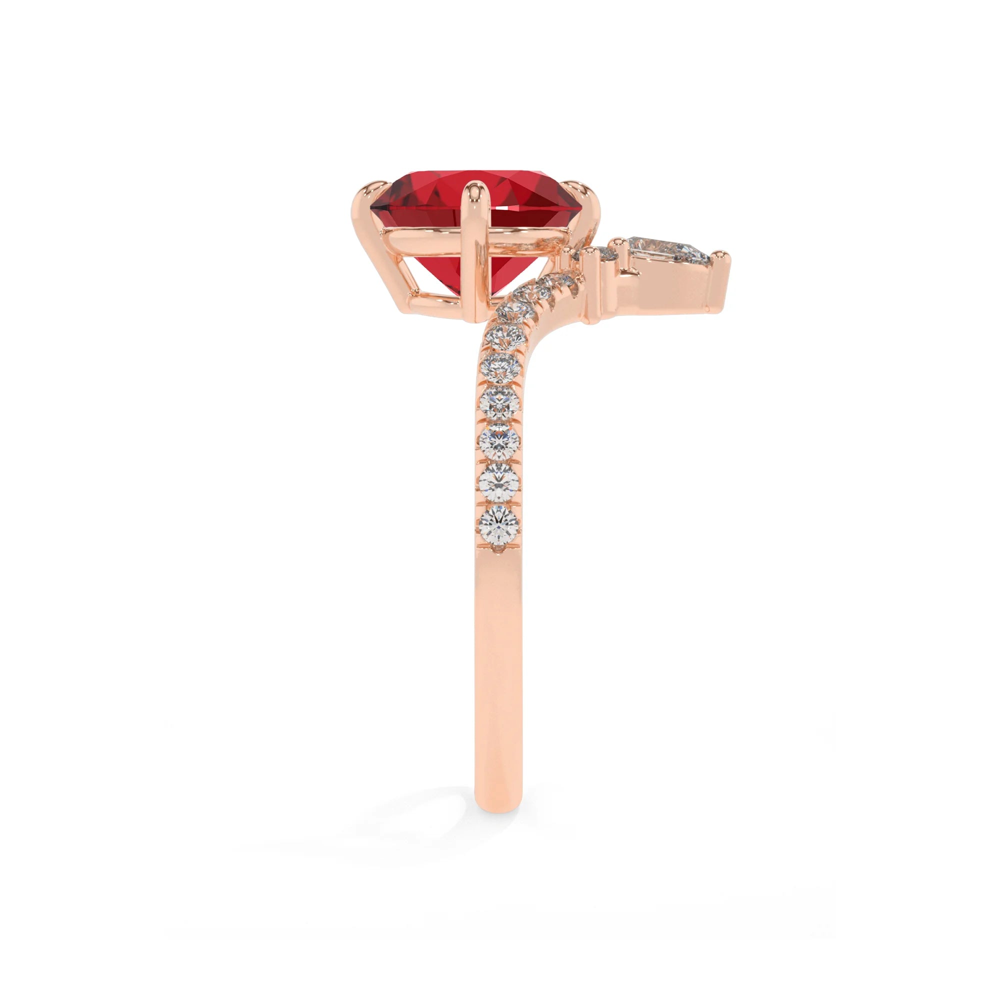 lab grown ruby round solitaire rings in rose gold