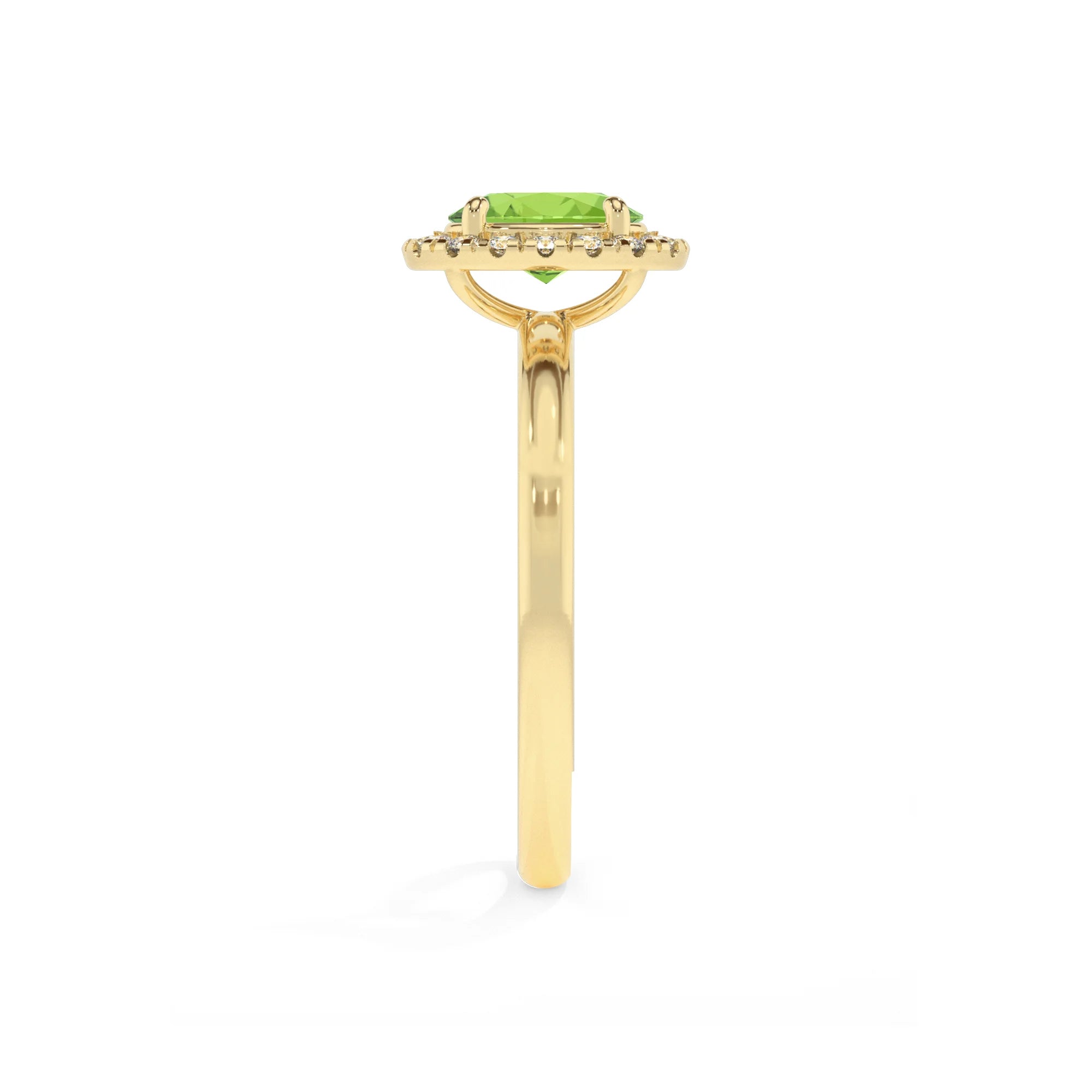 natural peridot oval solitaire rings in yellow gold