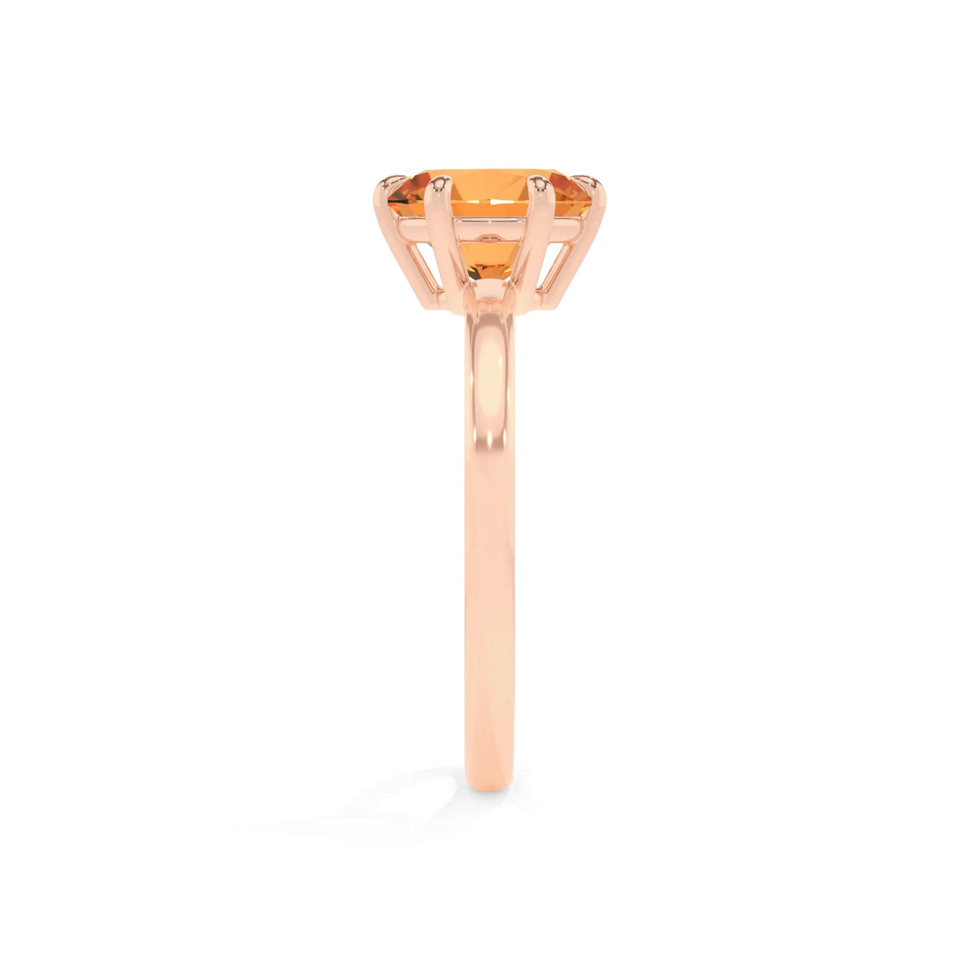 lab grown citrine round solitaire rings in rose gold
