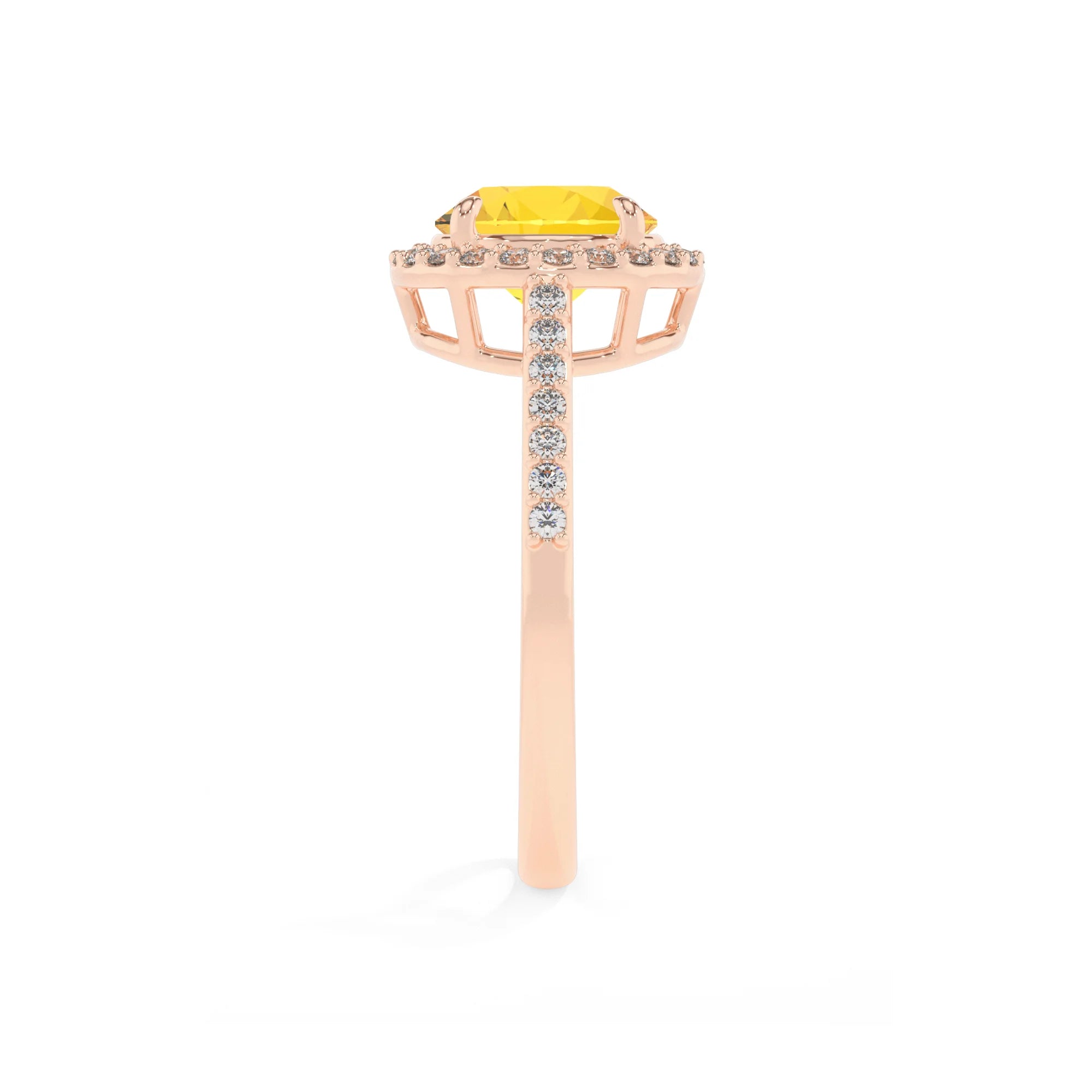 lab grown yellow-sapphire round solitaire rings in rose gold