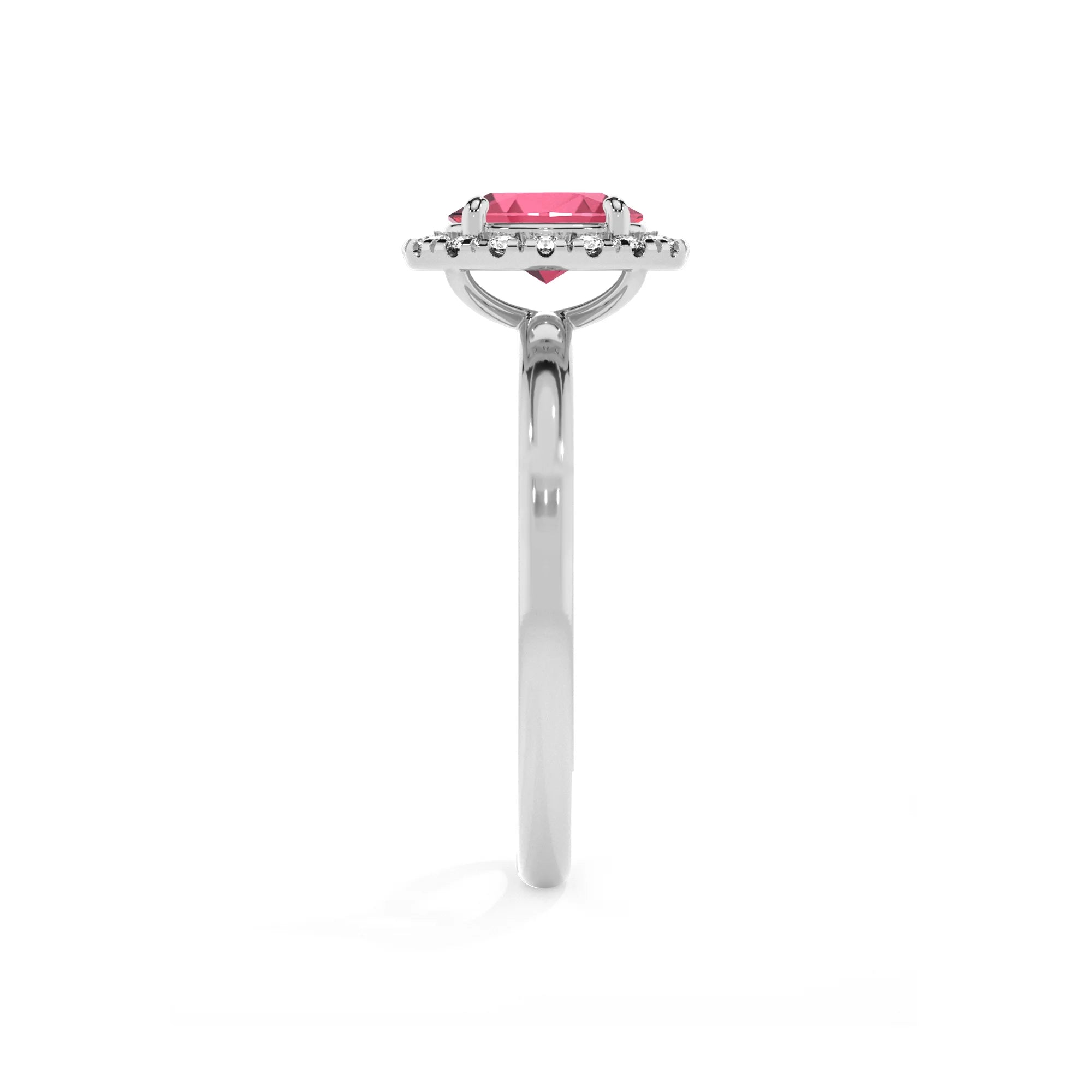 lab grown pink-tourmaline oval solitaire rings in white gold