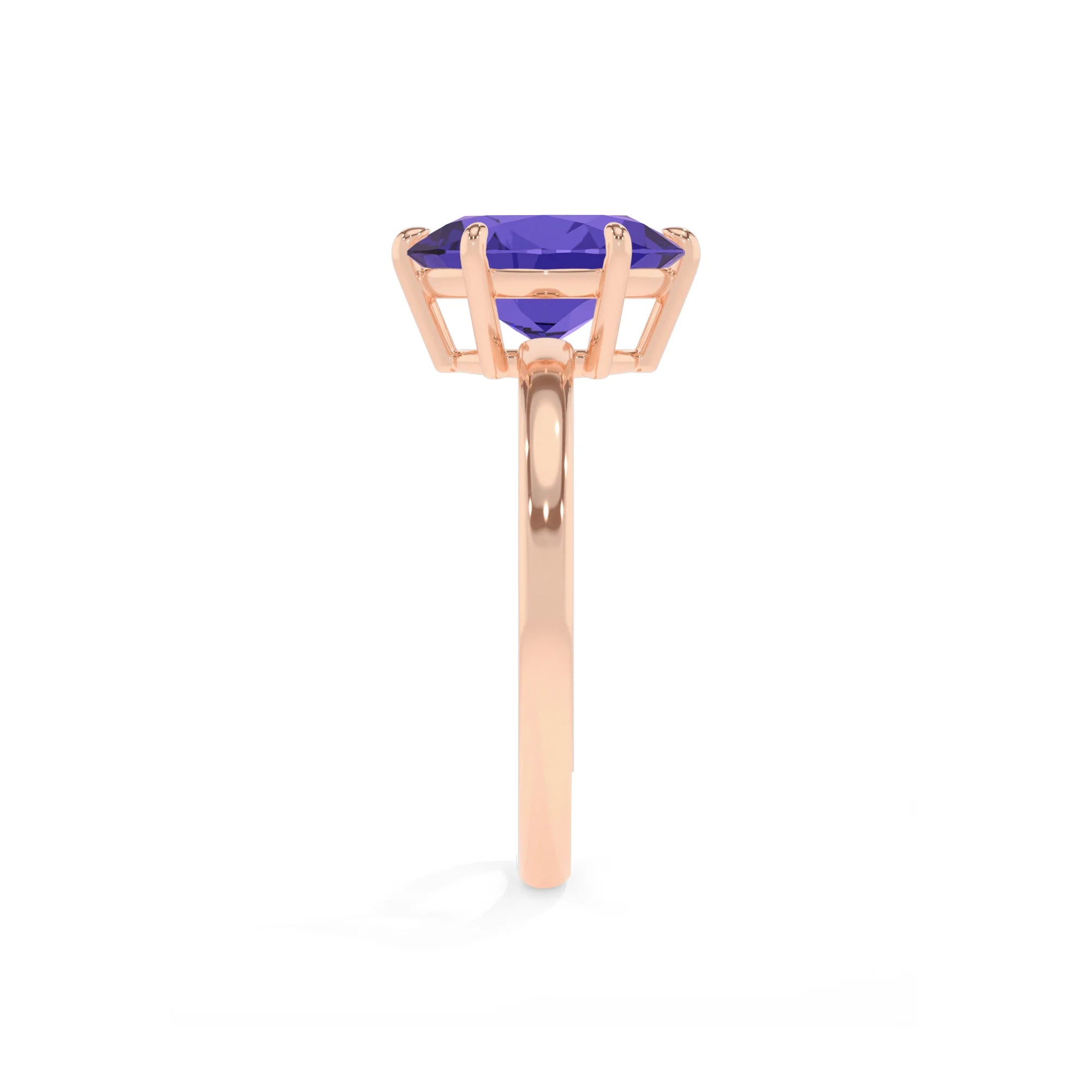 lab grown tanzanite oval solitaire rings in rose gold