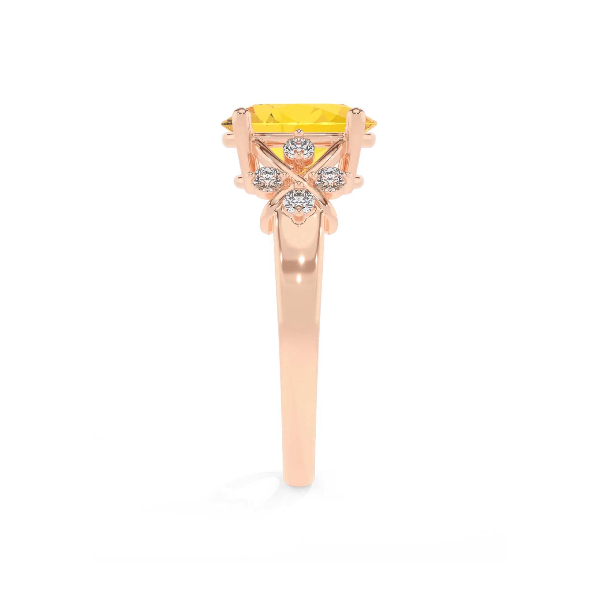 lab grown yellow-sapphire oval solitaire rings in rose gold