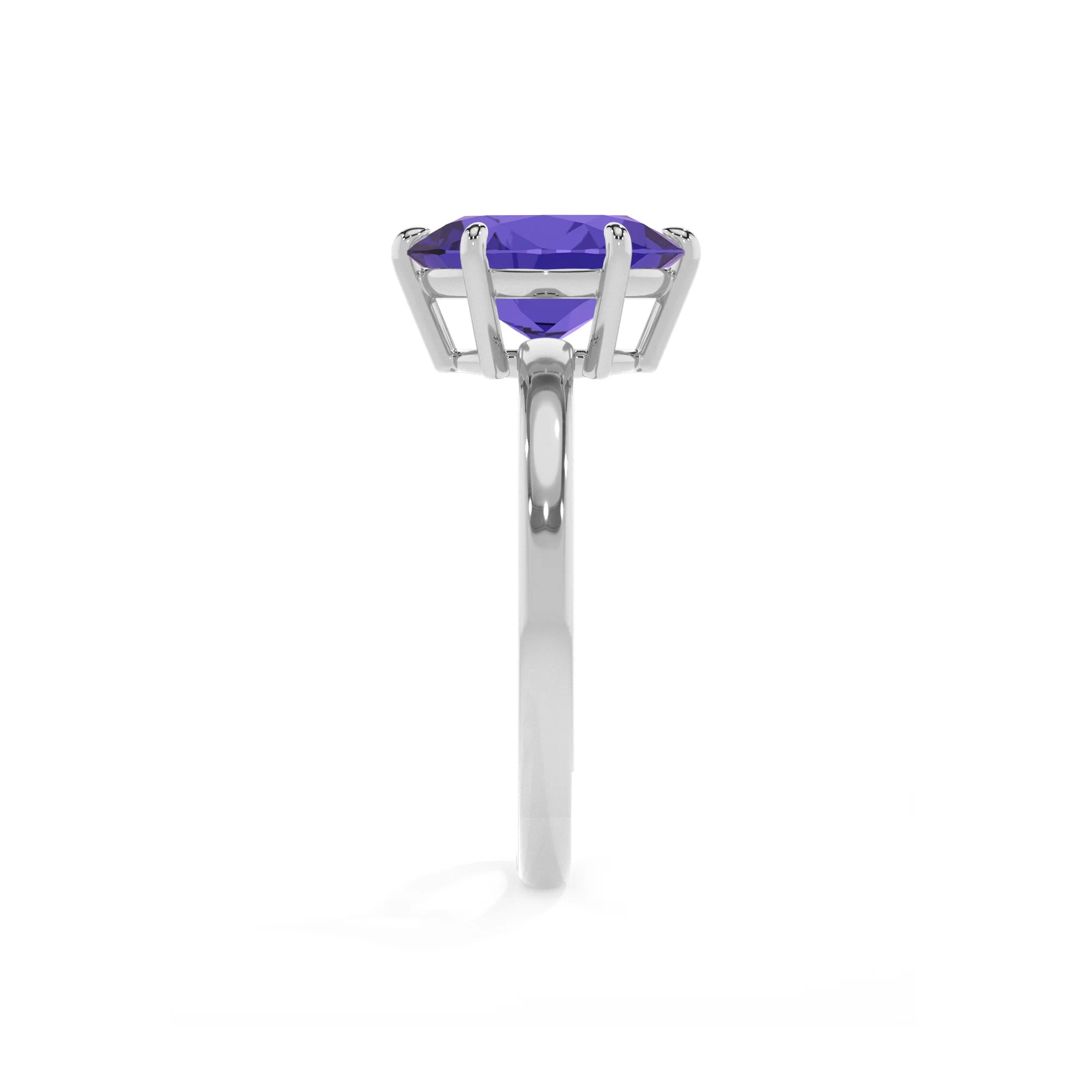 lab grown tanzanite oval solitaire rings in platinum