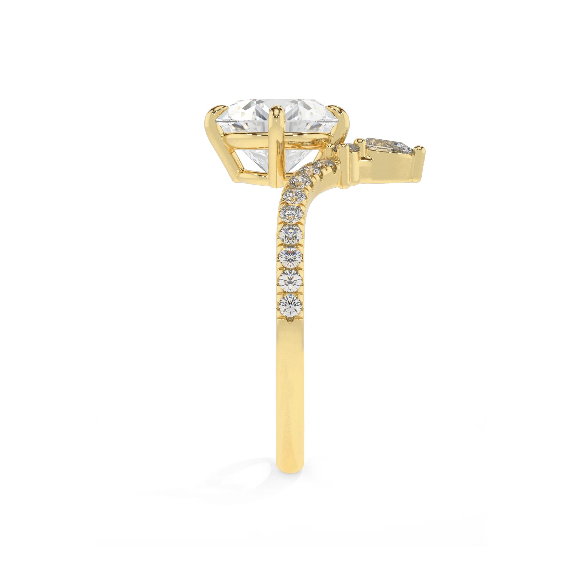 lab grown moissanite round solitaire rings in yellow gold