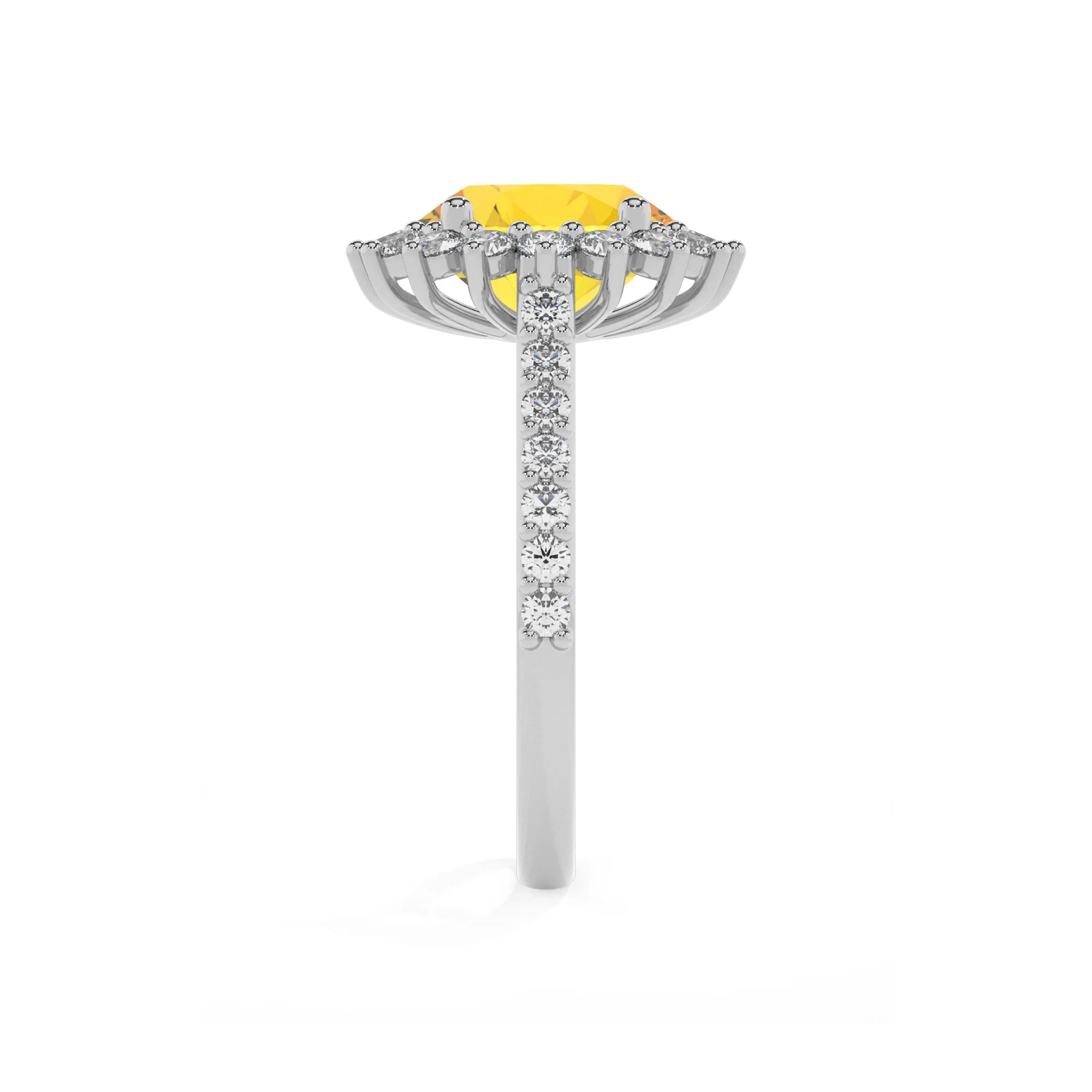 lab grown yellow-sapphire round solitaire rings in platinum