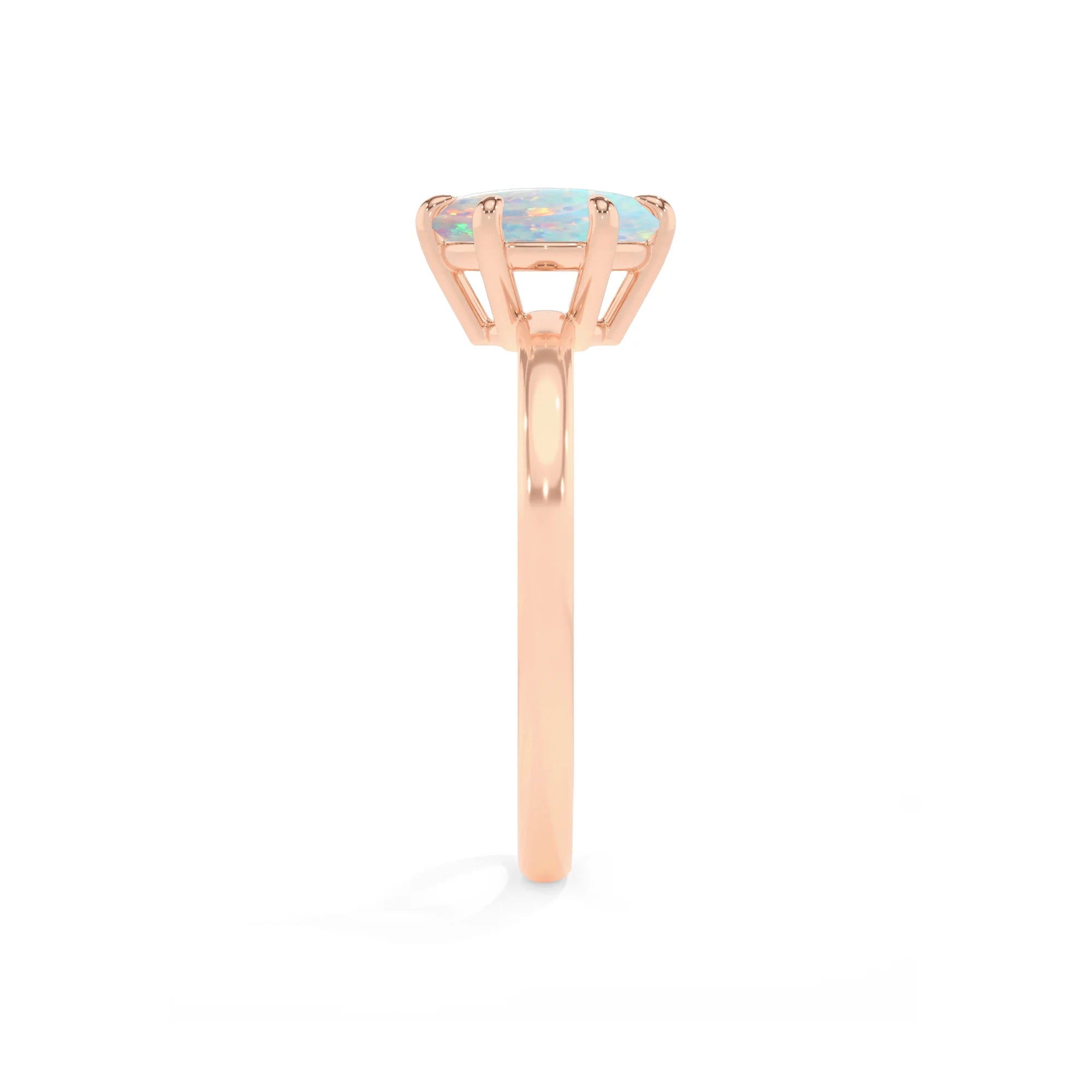 lab grown opal round solitaire rings in rose gold