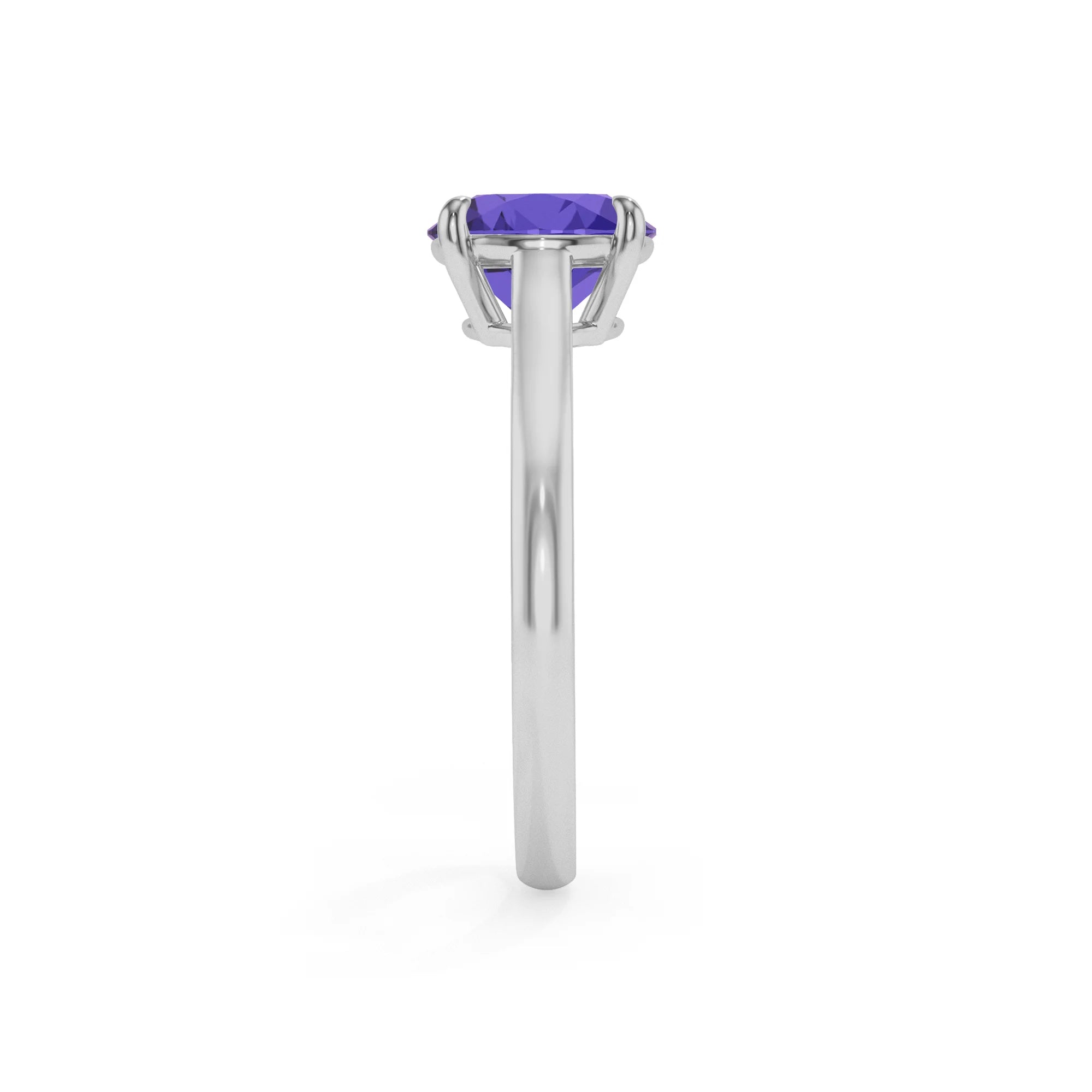 lab grown tanzanite round solitaire rings in white gold