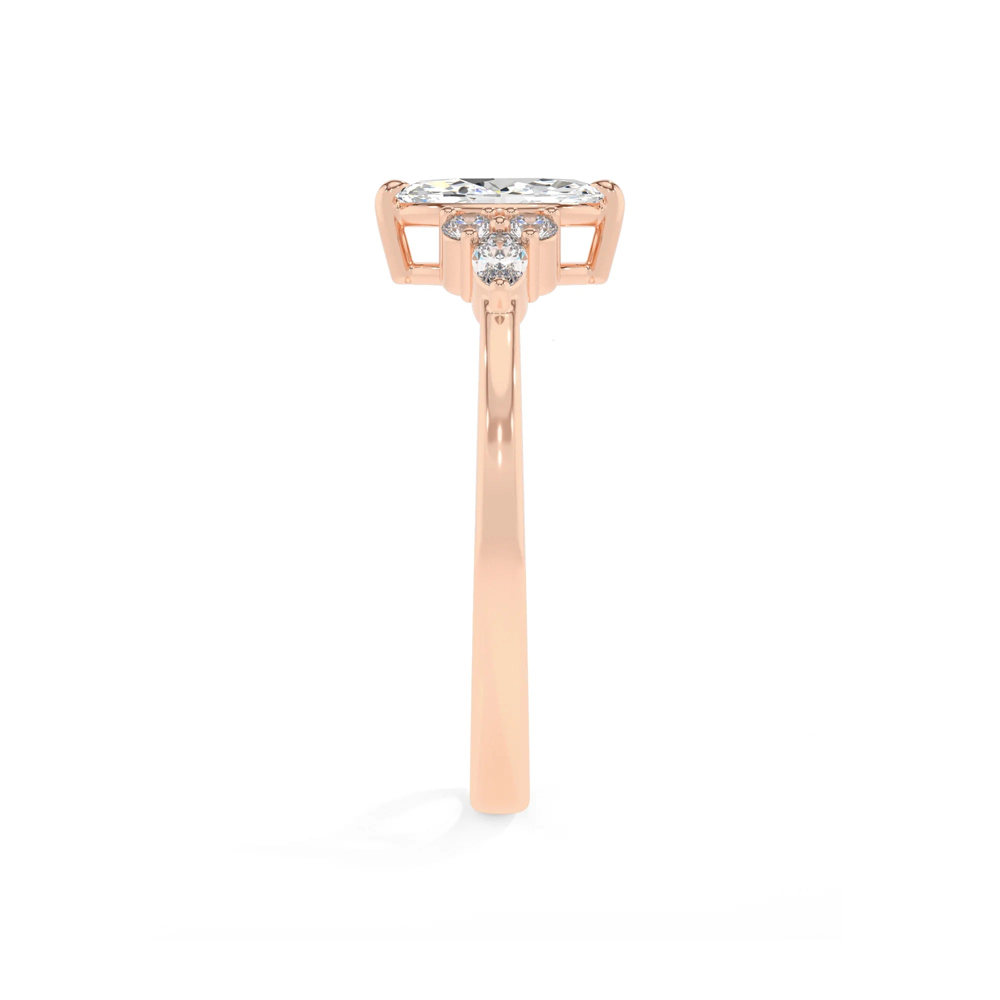 lab grown moissanite marquise solitaire rings in rose gold