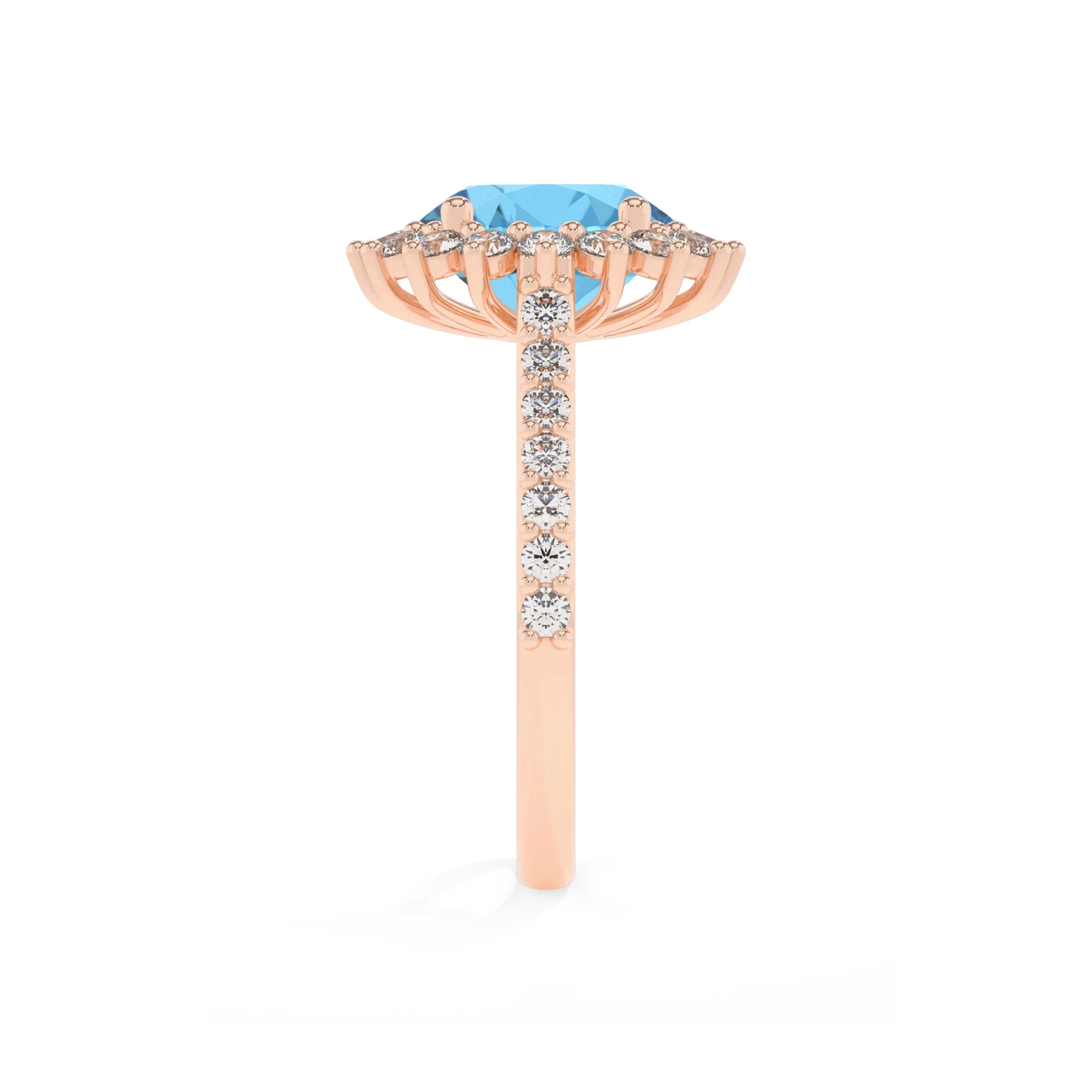 natural swiss-blue-topaz round solitaire rings in rose gold